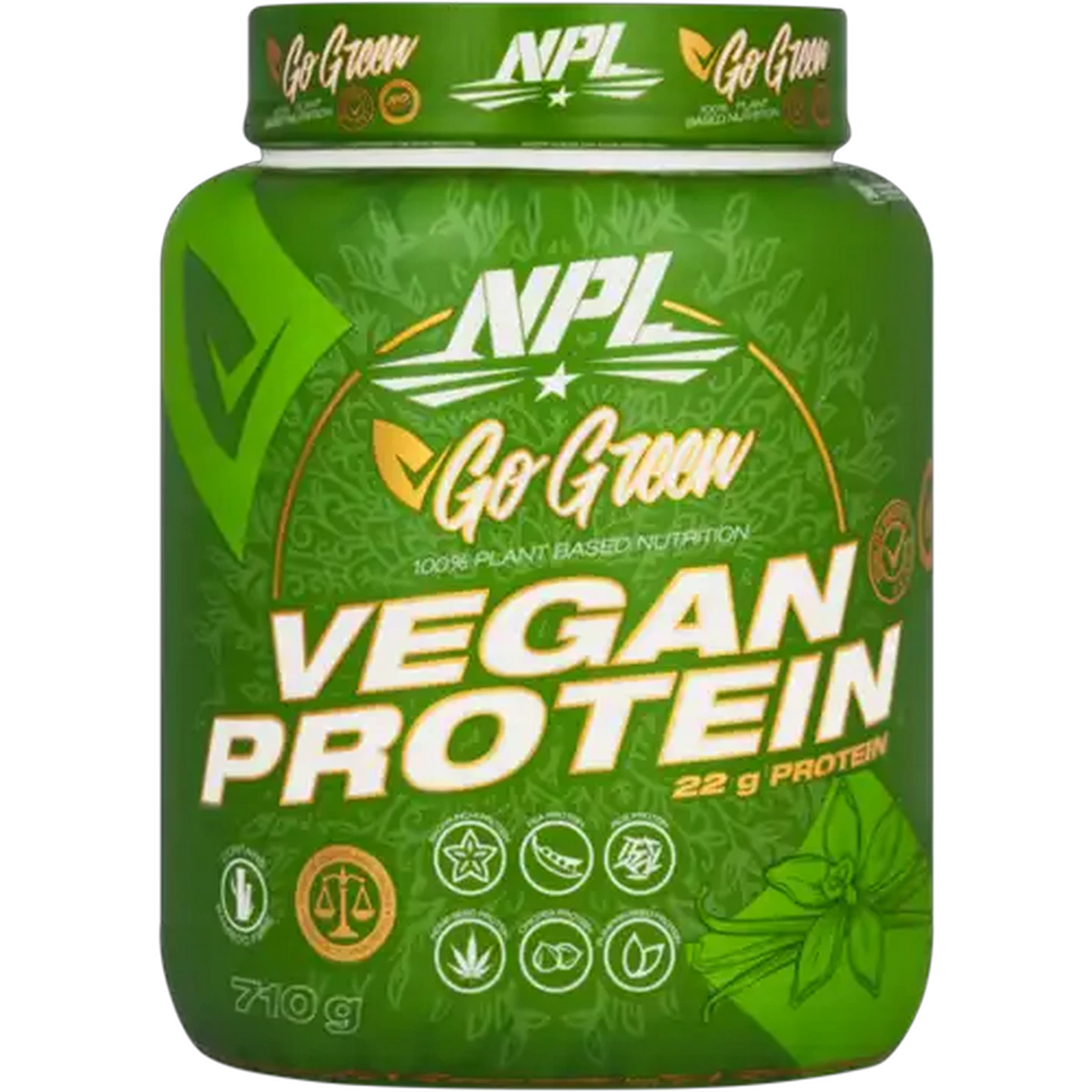 Image of NPL Go Green Vanilla Flavoured Vegan Protein 710g