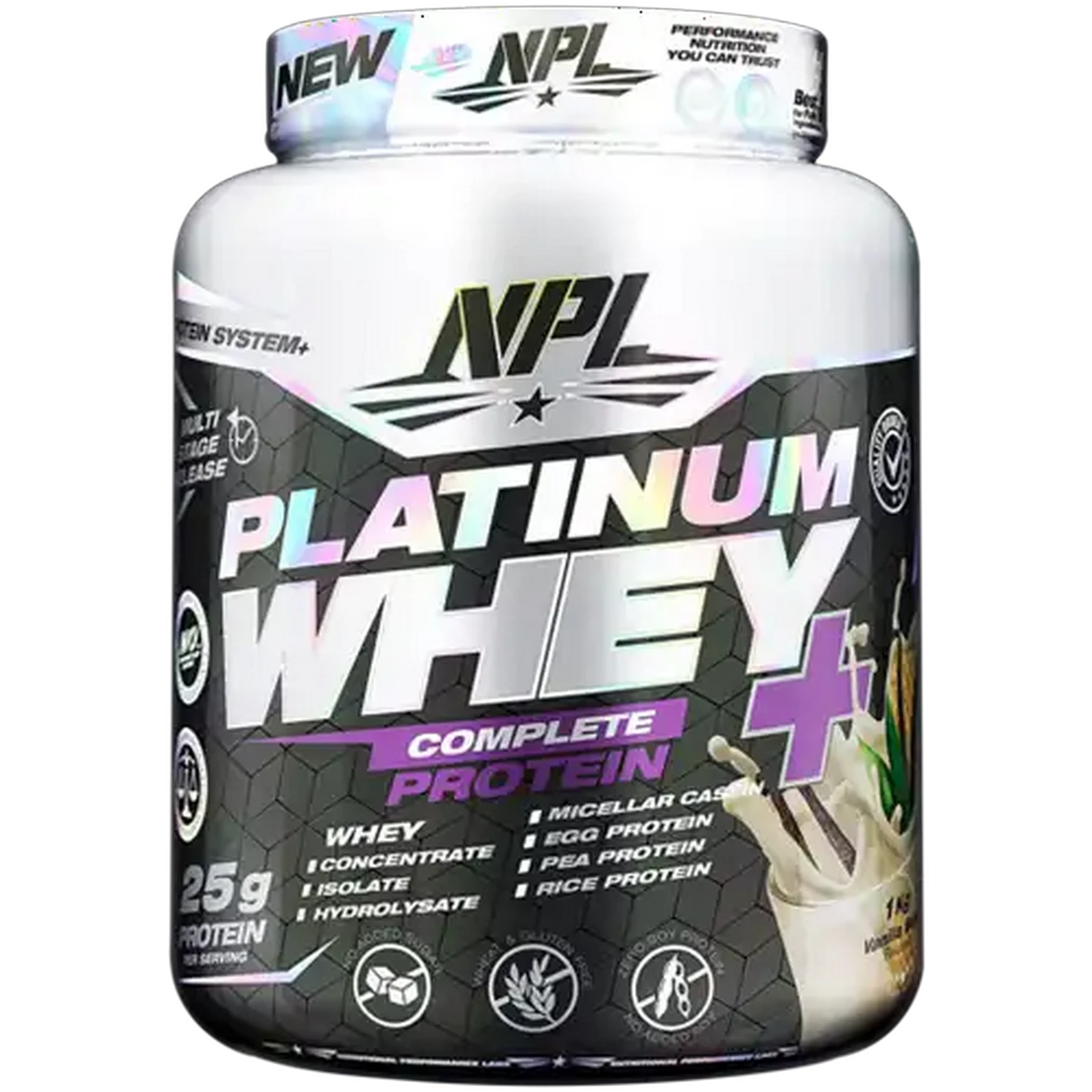 Image of NPL Platinum Vanilla Bean Flavoured Whey+ Protein Powder 1kg