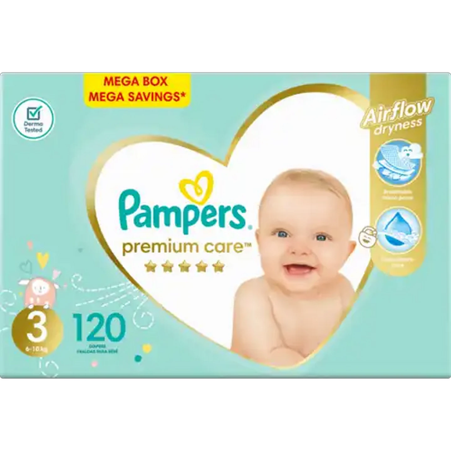 Image of Pampers Premium Care Size 3 6-10kg Diapers 120 Pack
