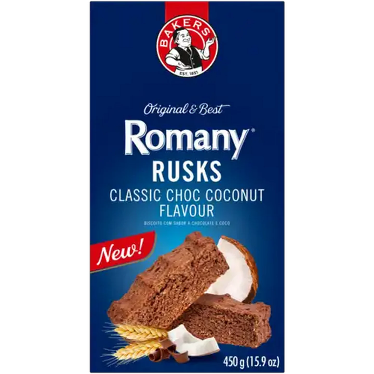 Image of Bakers Romany Classic Choc Coconut Flavour Rusks 450g