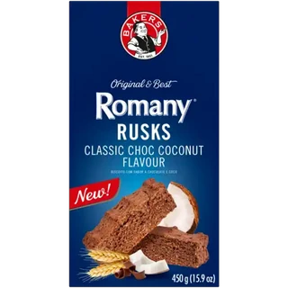 Bakers Romany Classic Choc Coconut Flavour Rusks 450g