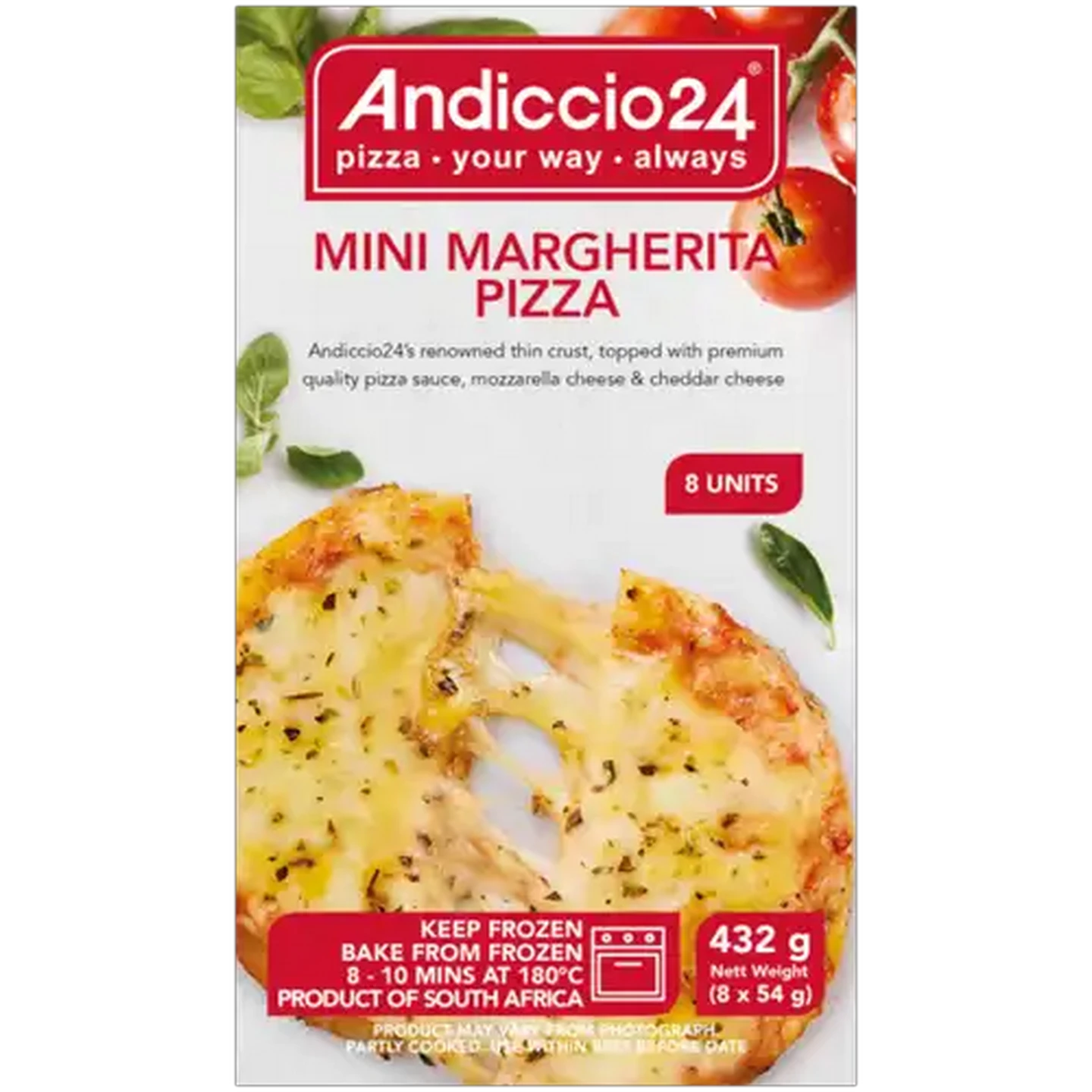 Image of Andiccio24 Frozen Mini Margherita Pizza 8 x 54g