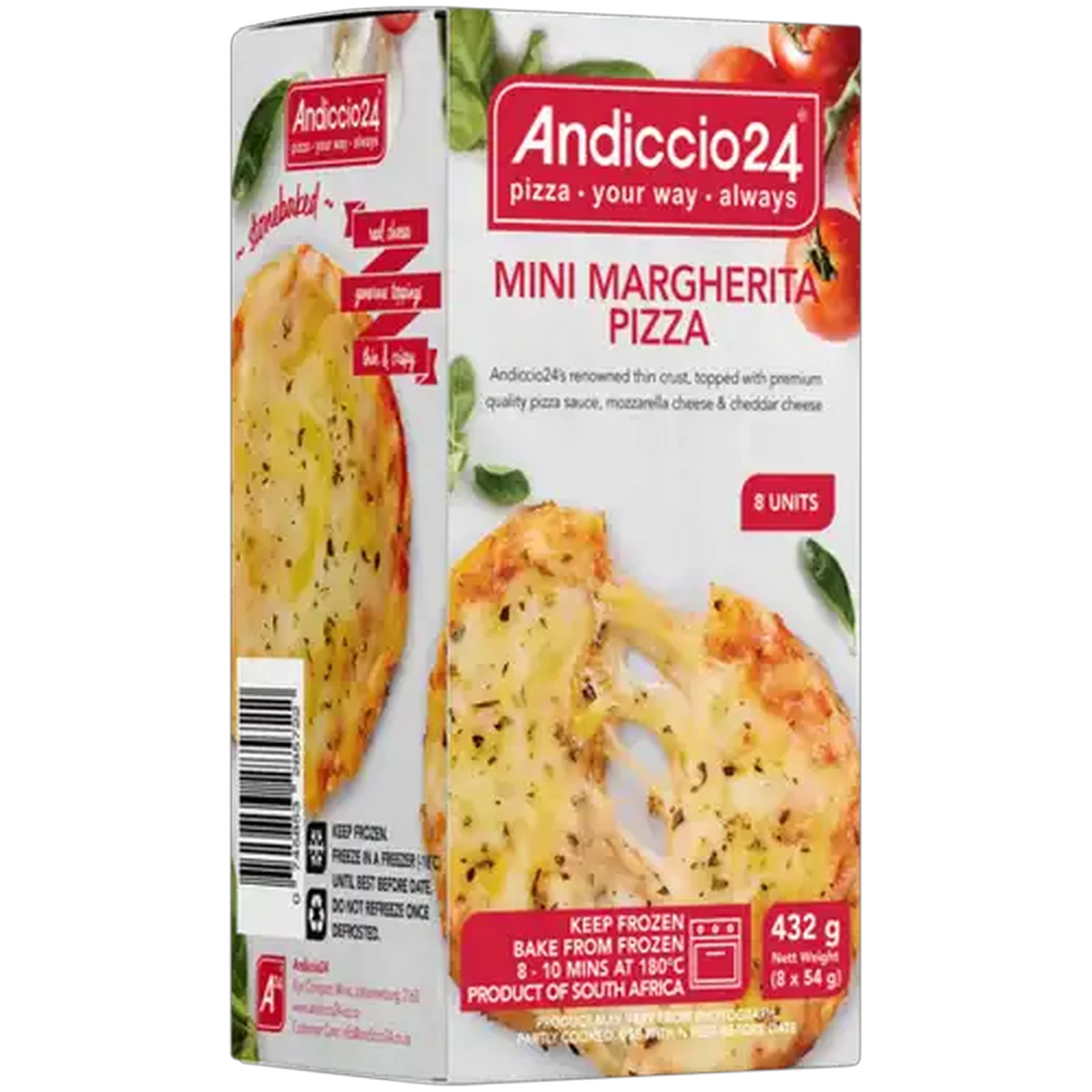 Image of Andiccio24 Frozen Mini Margherita Pizza 8 x 54g