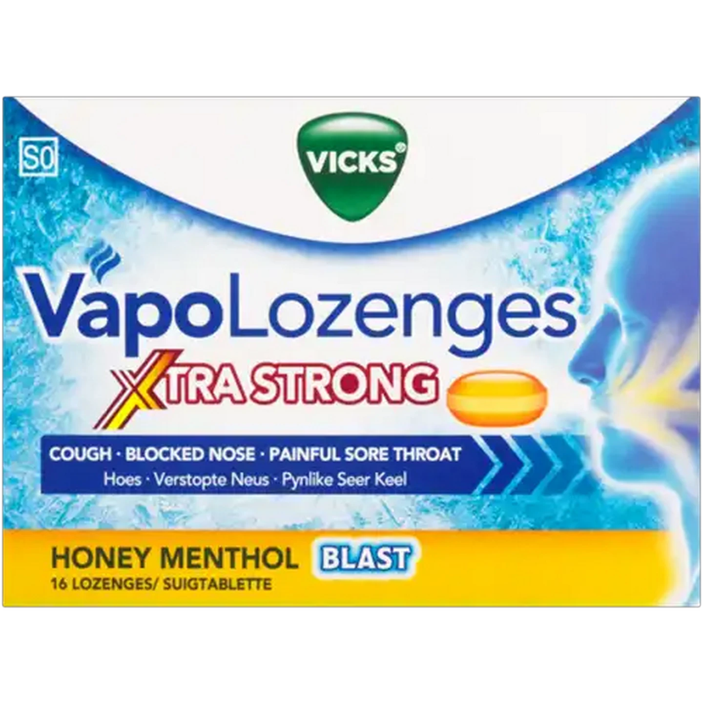 Image of Vicks Xtra Strong Honey Menthol Blast VapoLozenges 16 Pack