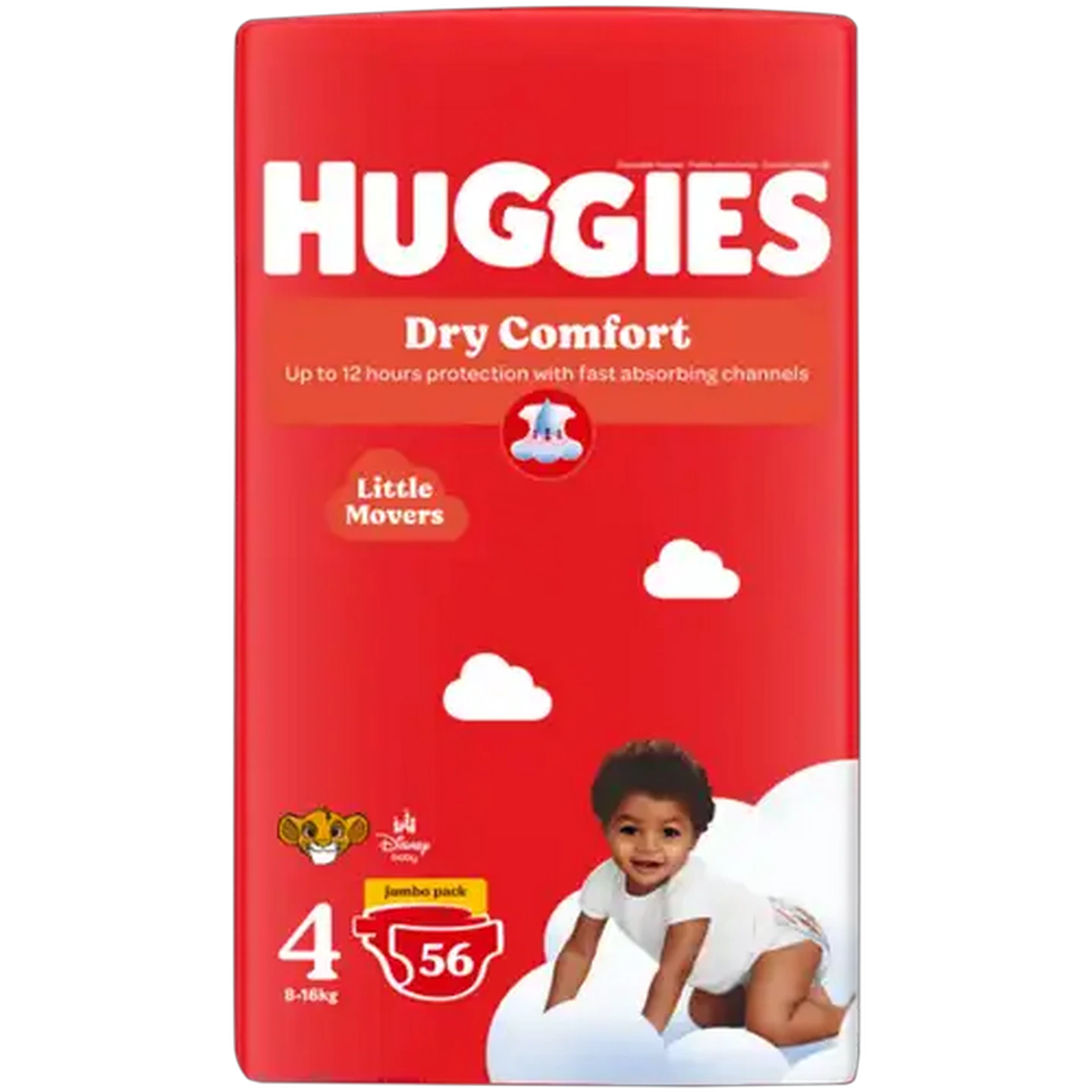 Image of Huggies Dry Comfort Size 4 Disposable Nappies 56 Pack