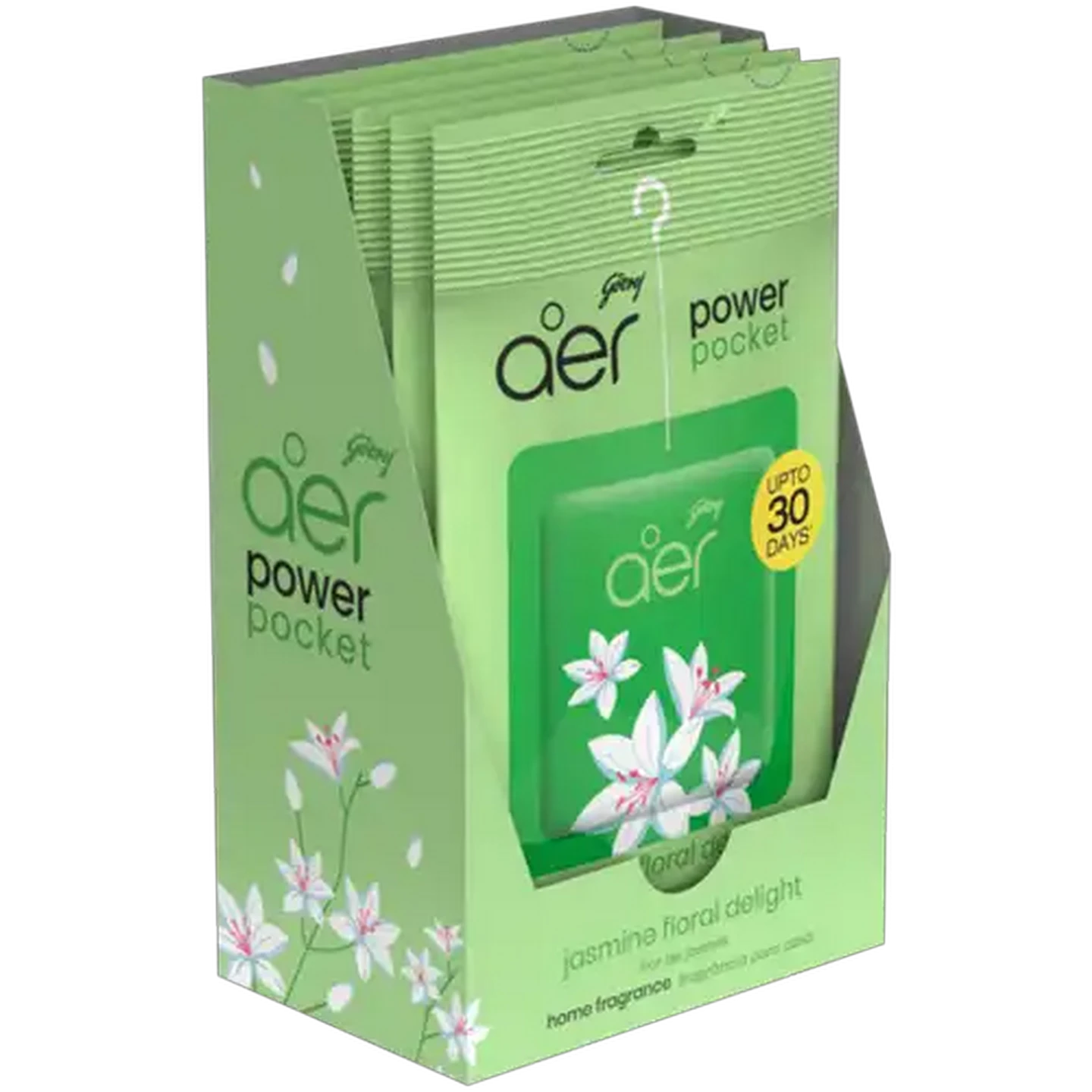 Image of Godrej Aer Jasmine Floral Delight Power Pocket Home Fragrance 6 x 10g