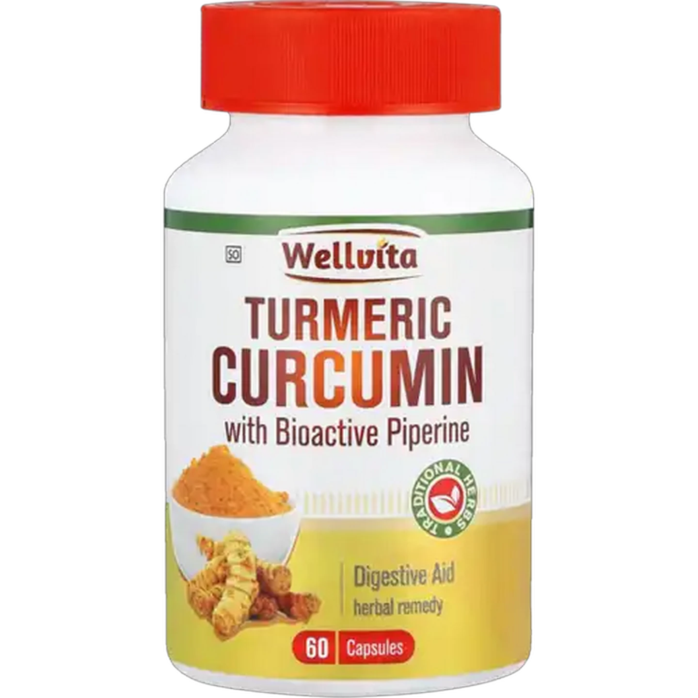 Image of Wellvita Turmeric Curcumin with Bioactive Piperine Capsules 60 Pack