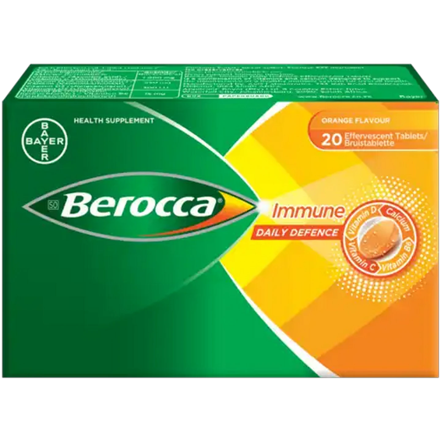 Image of Berocca Orange Flavour Immune Daily Defence Effervescent Tablets 20 Pack