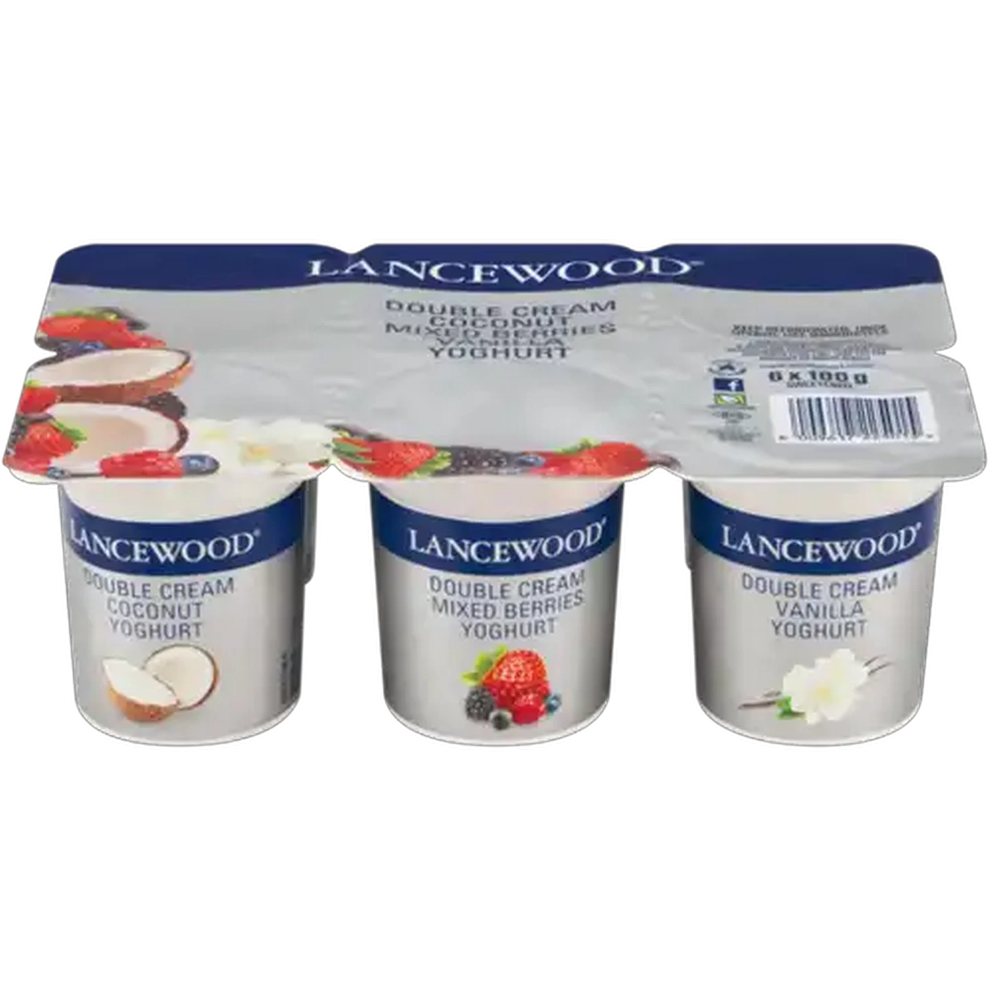 Image of LANCEWOOD Fruit Mix Flavoured Double Cream Yoghurt 6 x 100g