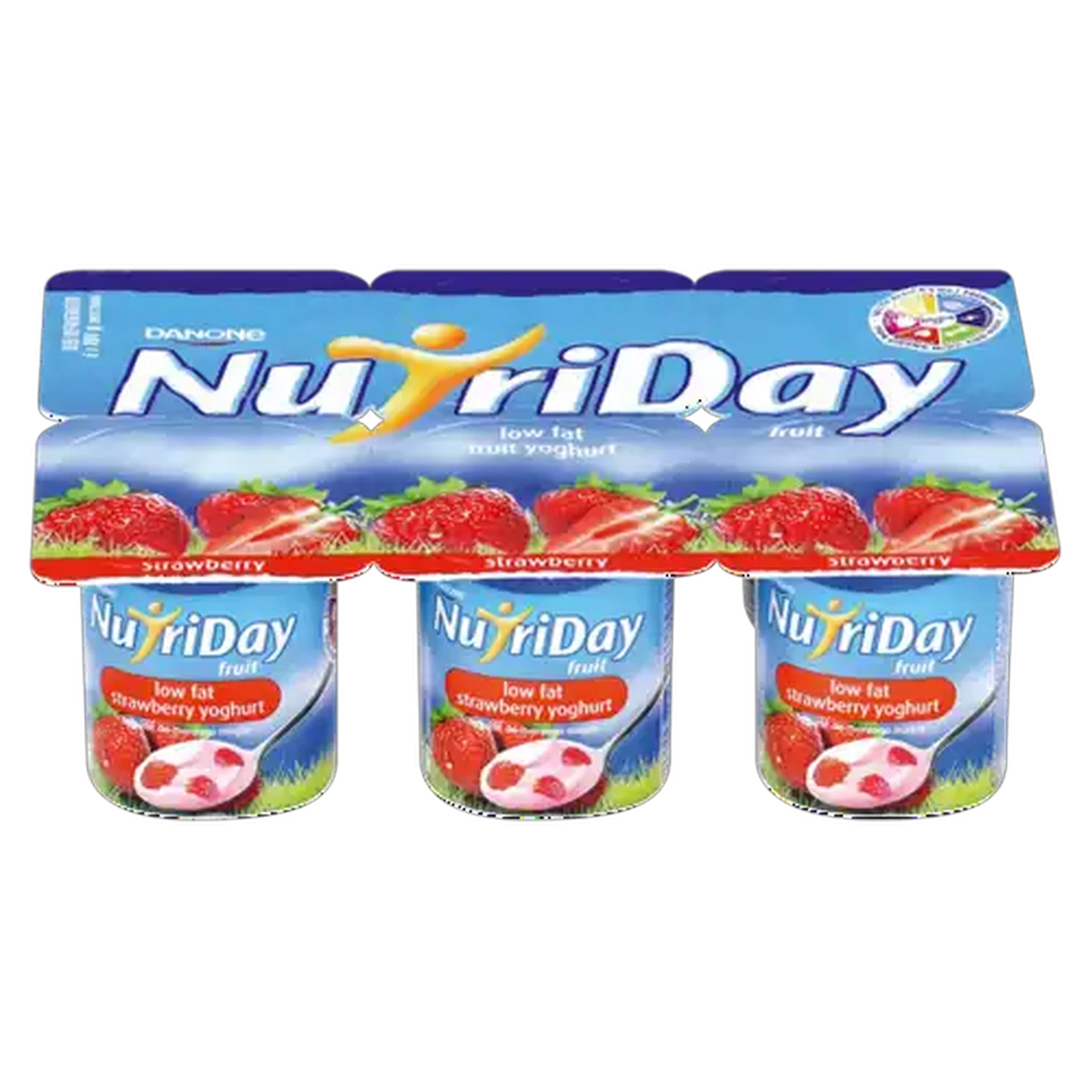 Image of Danone NutriDay Low Fat Strawberry Fruit Yoghurt 6 x 100g