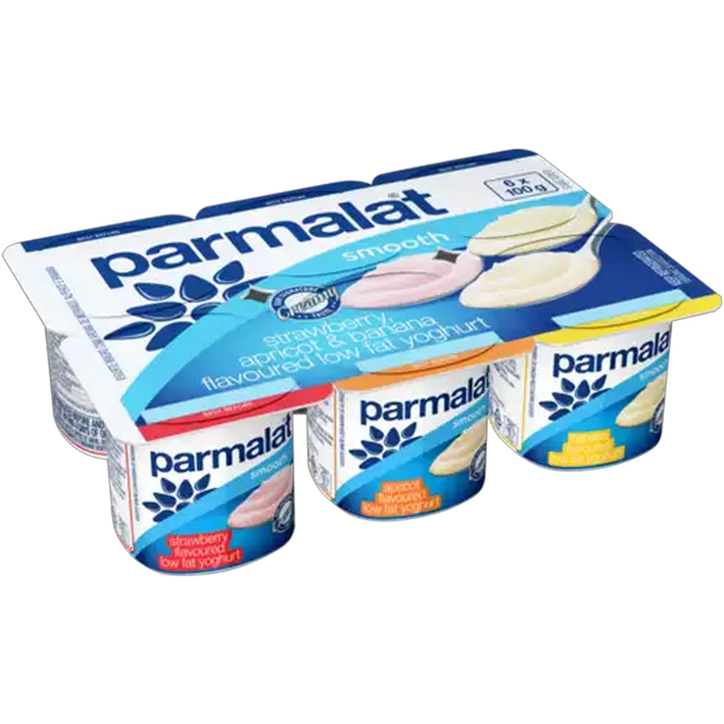 Image of Parmalat Strawberry Apricot & Banana Smooth Yoghurts 6 x 100g