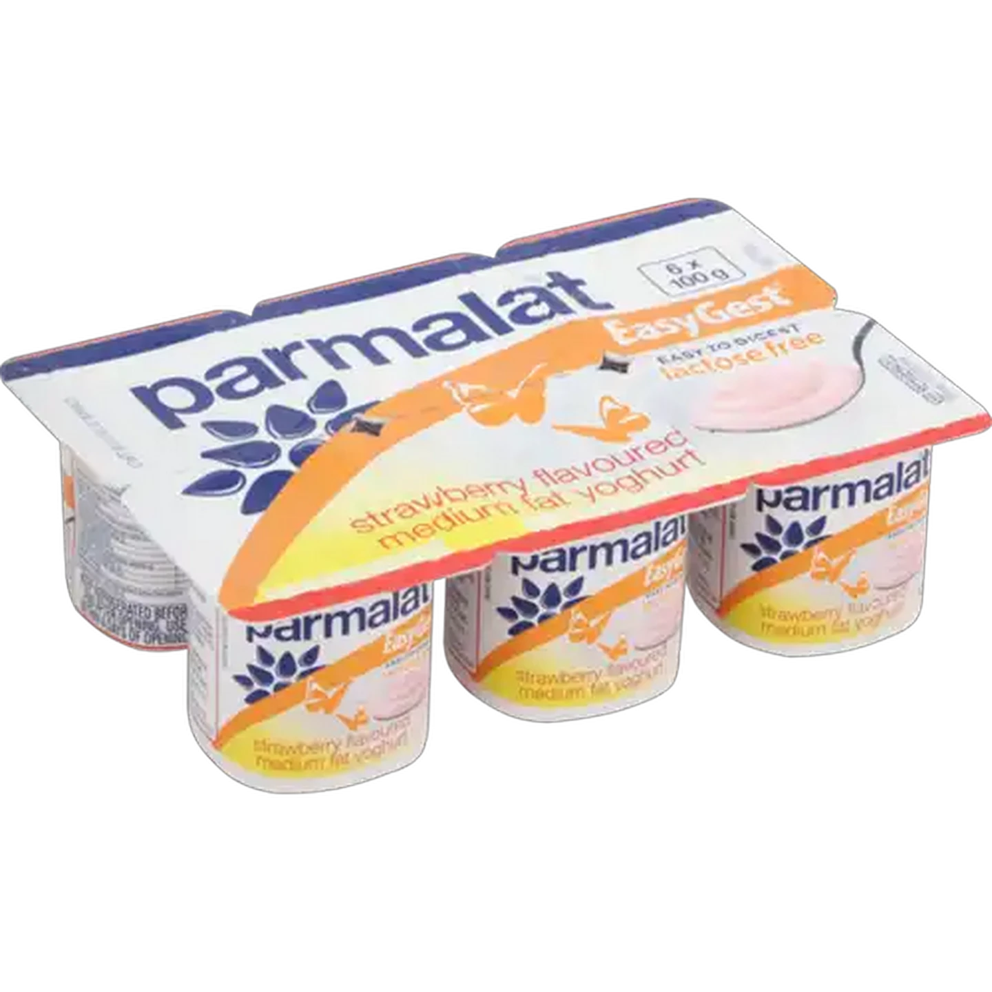 Image of Parmalat EasyGest Lactose Free Strawberry Flavoured Medium Fat Yoghurt 6 x 100g