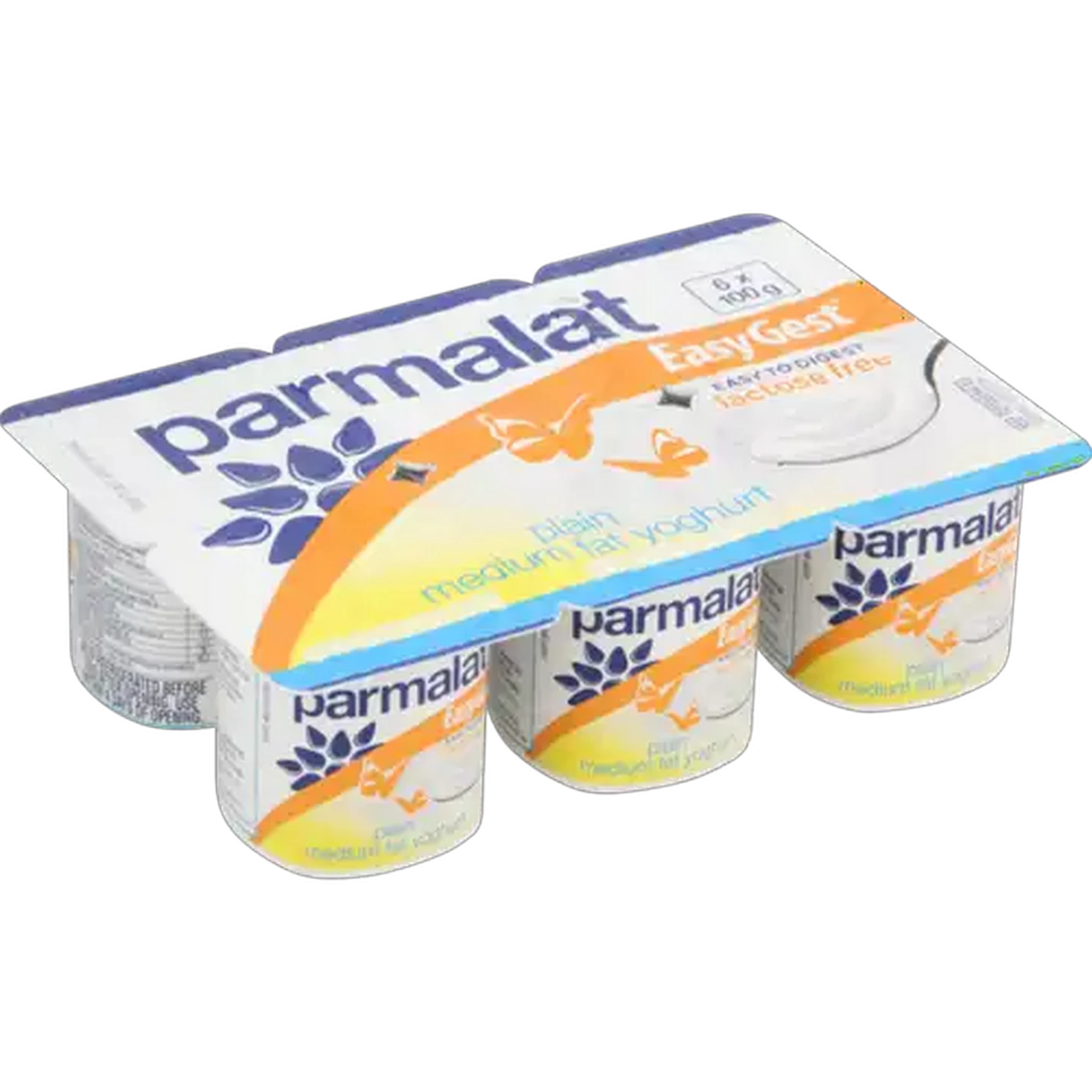 Image of Parmalat EasyGest Lactose Free Plain Medium Fat Yoghurt 6 x 100g