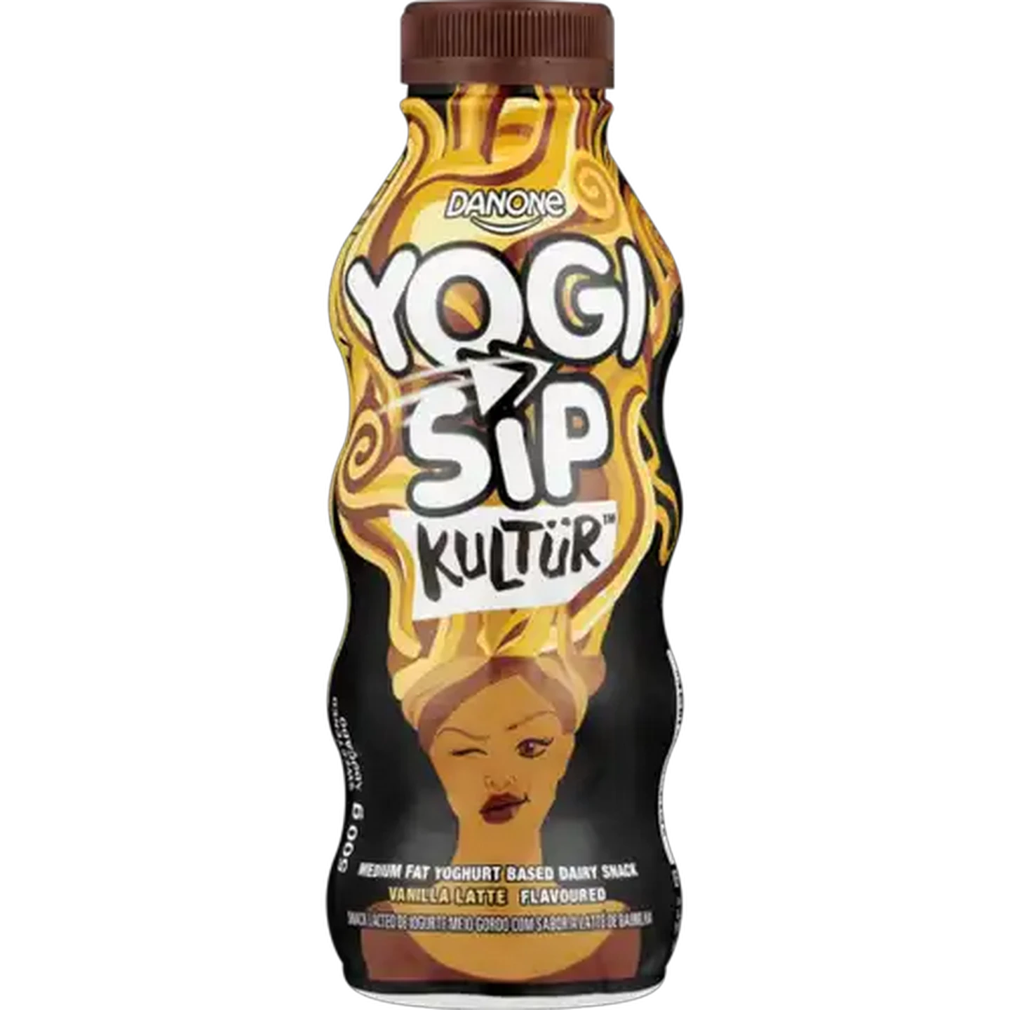 Image of Danone Yogi Sip Kultür Vanilla Latte Flavoured Medium Fat Yoghurt Based Drinking Dairy Snack 500g