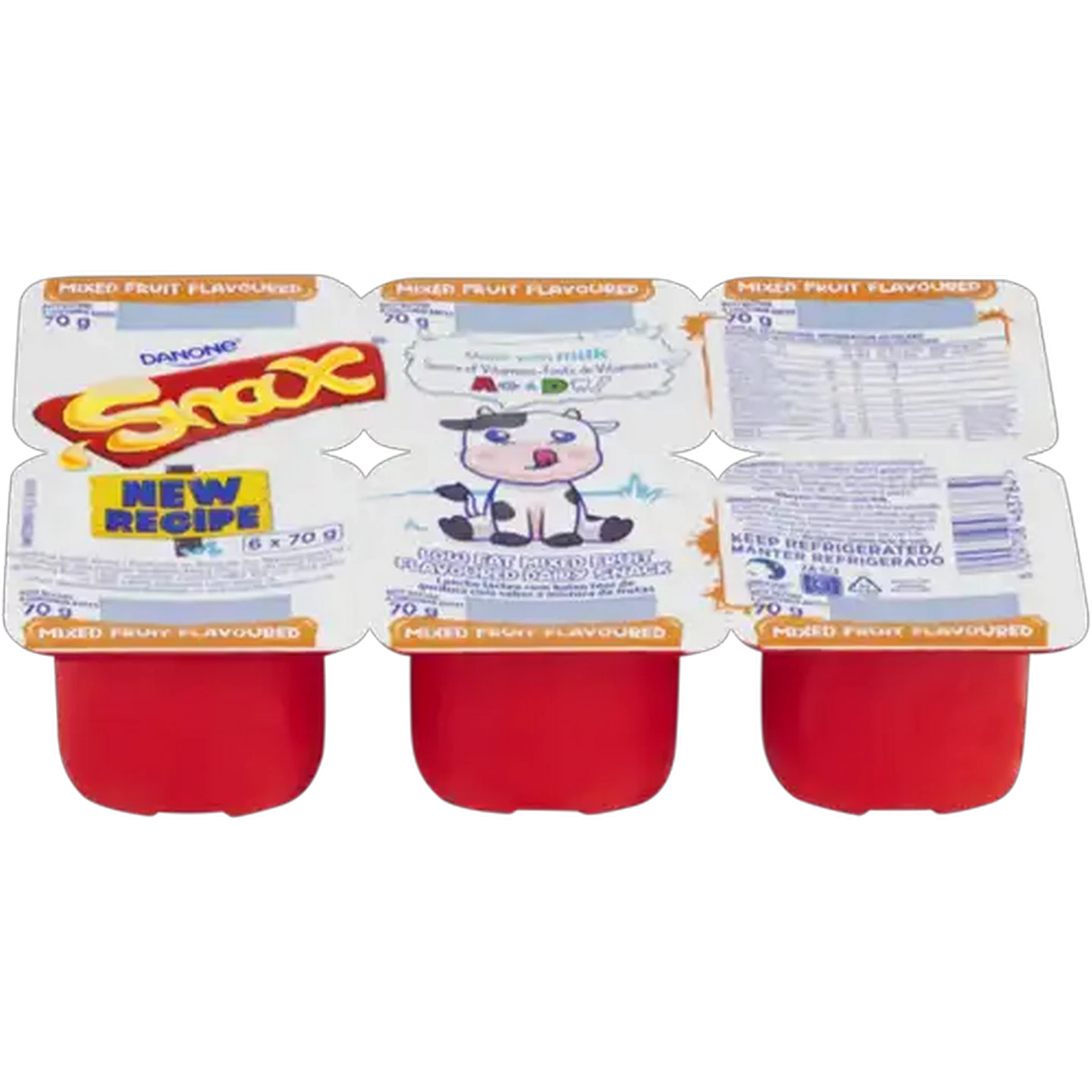 Image of Danone Snax Mixed Fruit Flavoured Low Fat Dairy Snack 6 x 70g