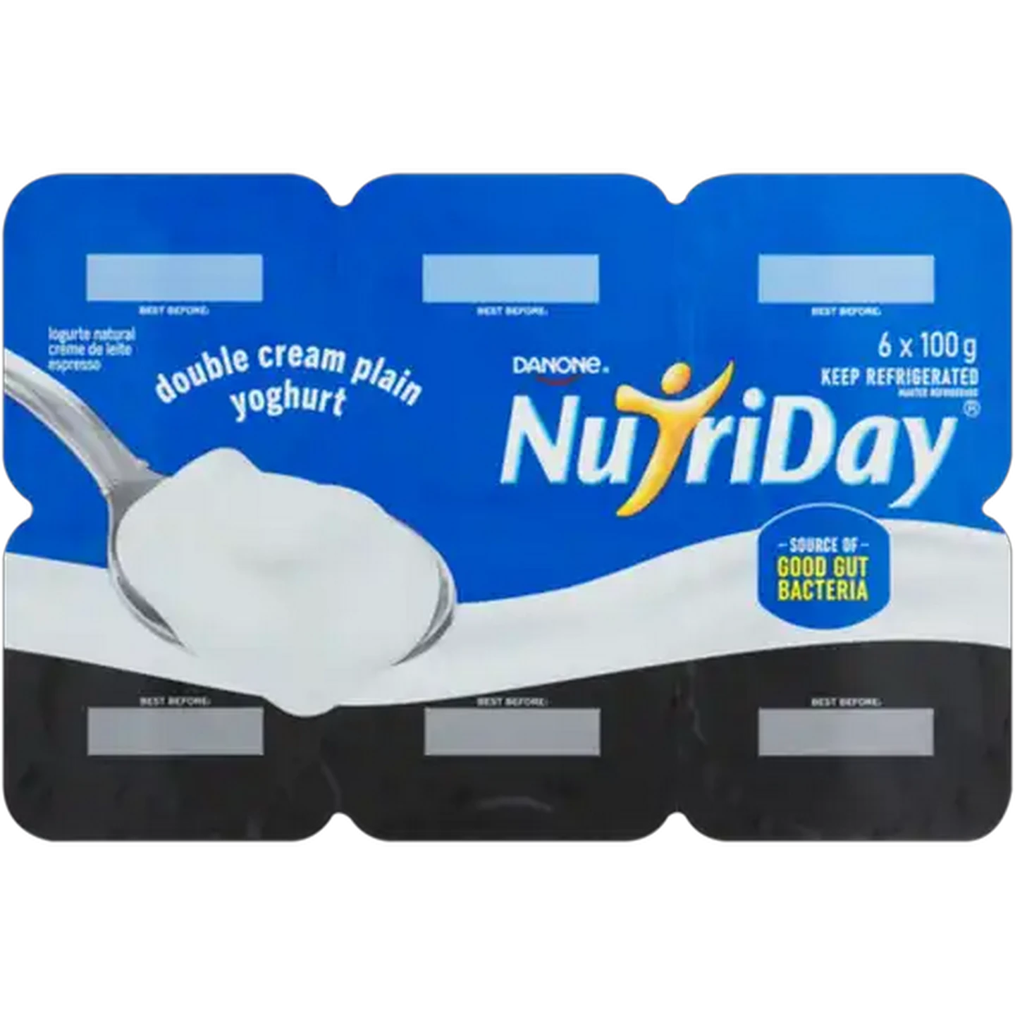 Image of Danone NutriDay Plain Double Cream Yoghurt 6 x 100g