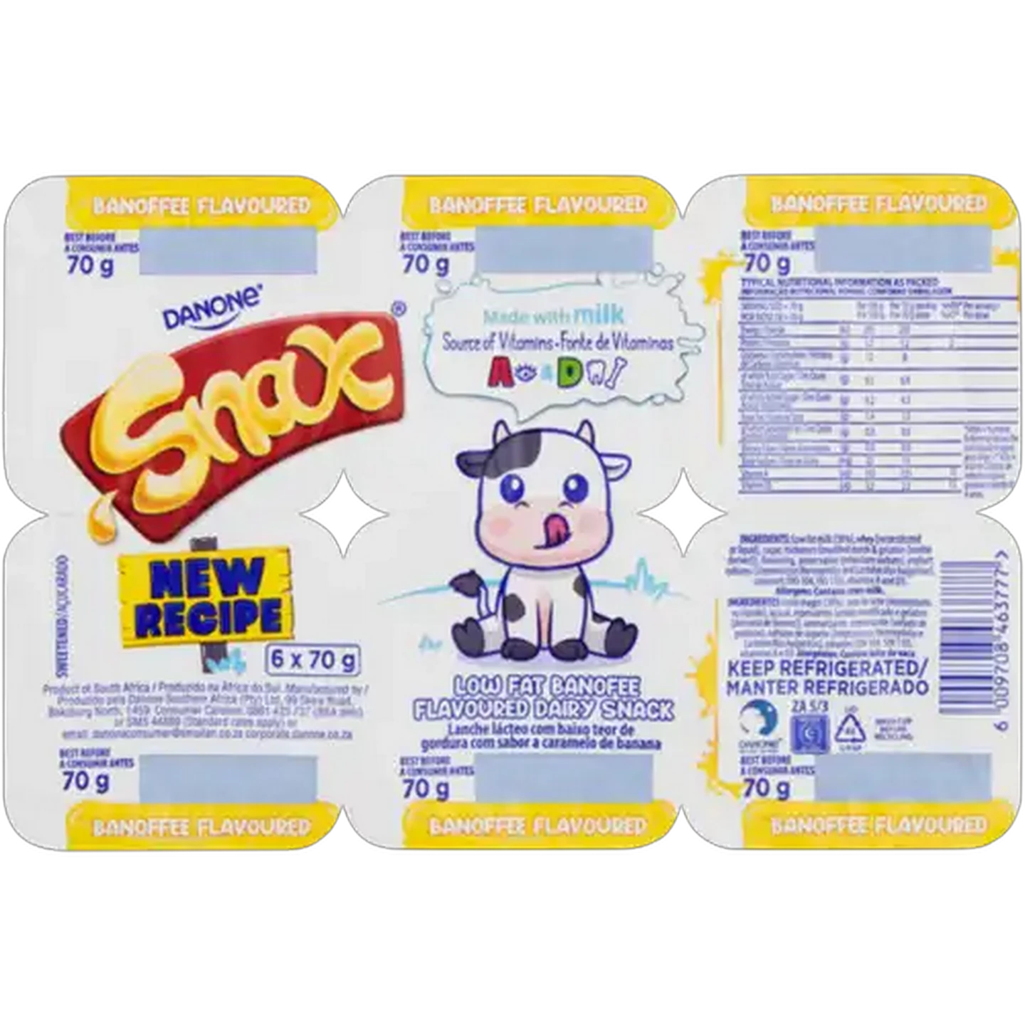 Image of Danone Snax Banoffee Flavoured Low Fat Dairy Snack 6 x 70g