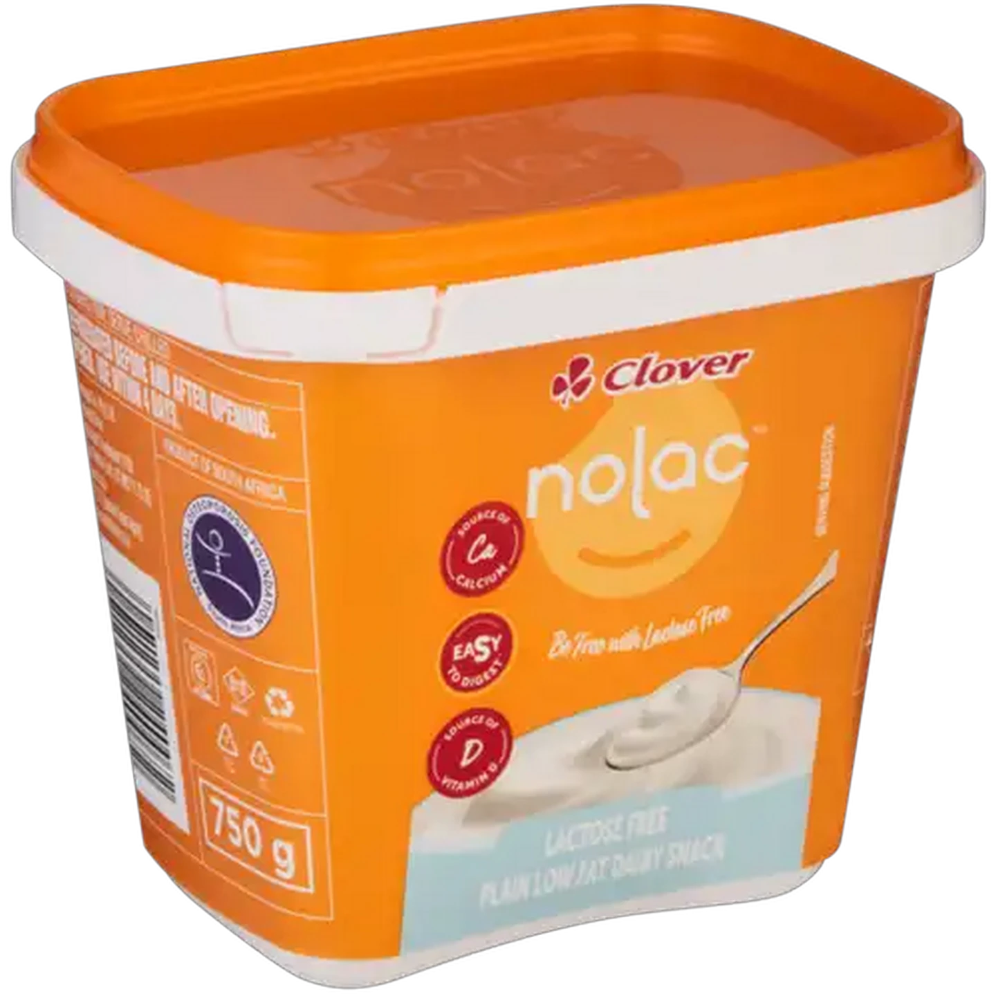 Image of Clover Nolac Plain Lactose Free Low Fat Dairy Snack 750g