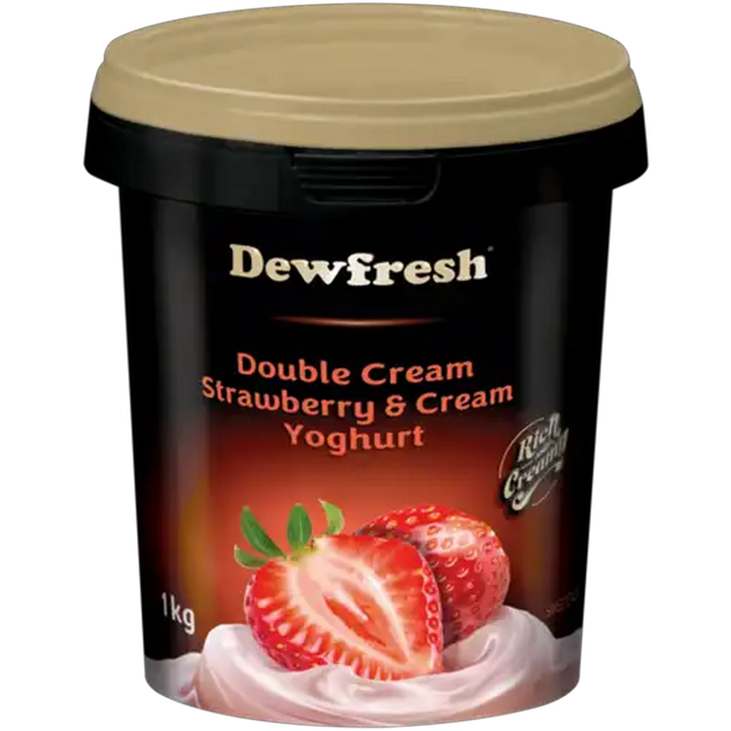 Image of Dewfresh Strawberry & Cream Double Cream Yoghurt 1kg