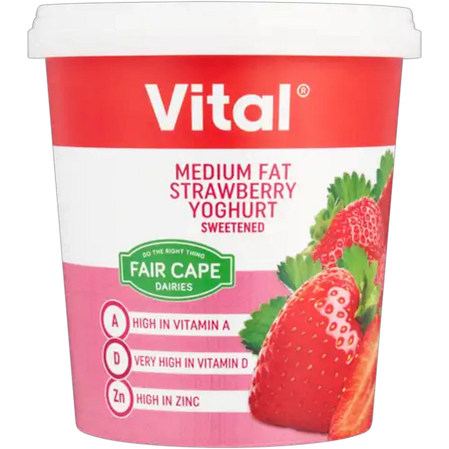 Image of Fair Cape Dairies Vital Strawberry Flavoured Medium Fat Yoghurt Tub 1kg