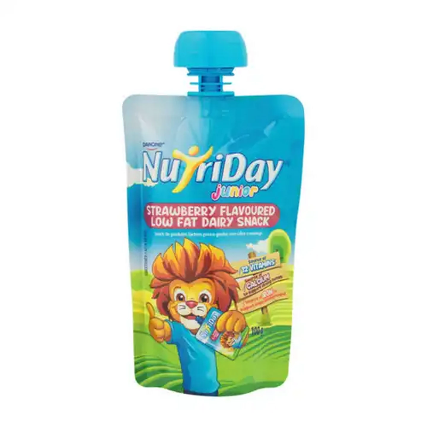 Image of Danone NutriDay Junior Strawberry Flavoured Low Fat Dairy Snack 100g