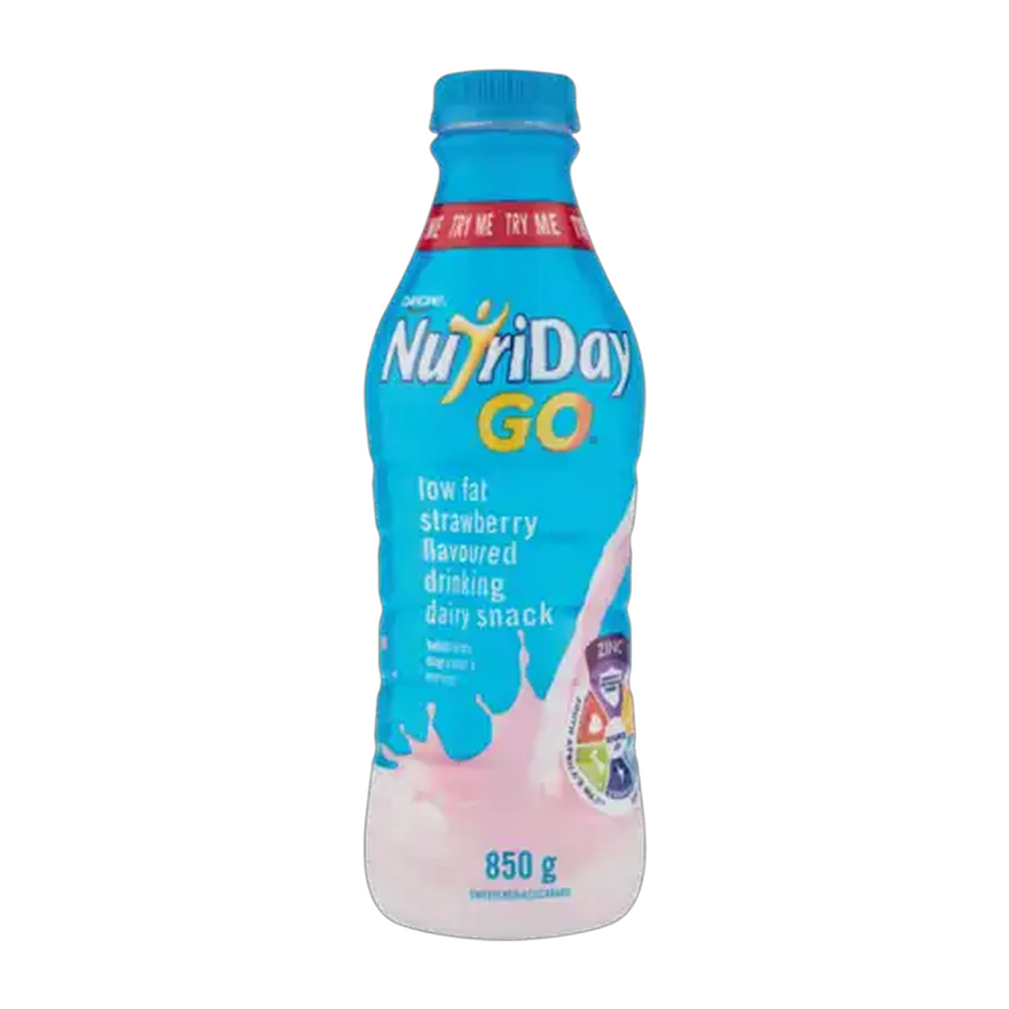 Image of Danone NutriDay Go Strawberry Flavoured Low Fat Drinking Dairy Snack 850g
