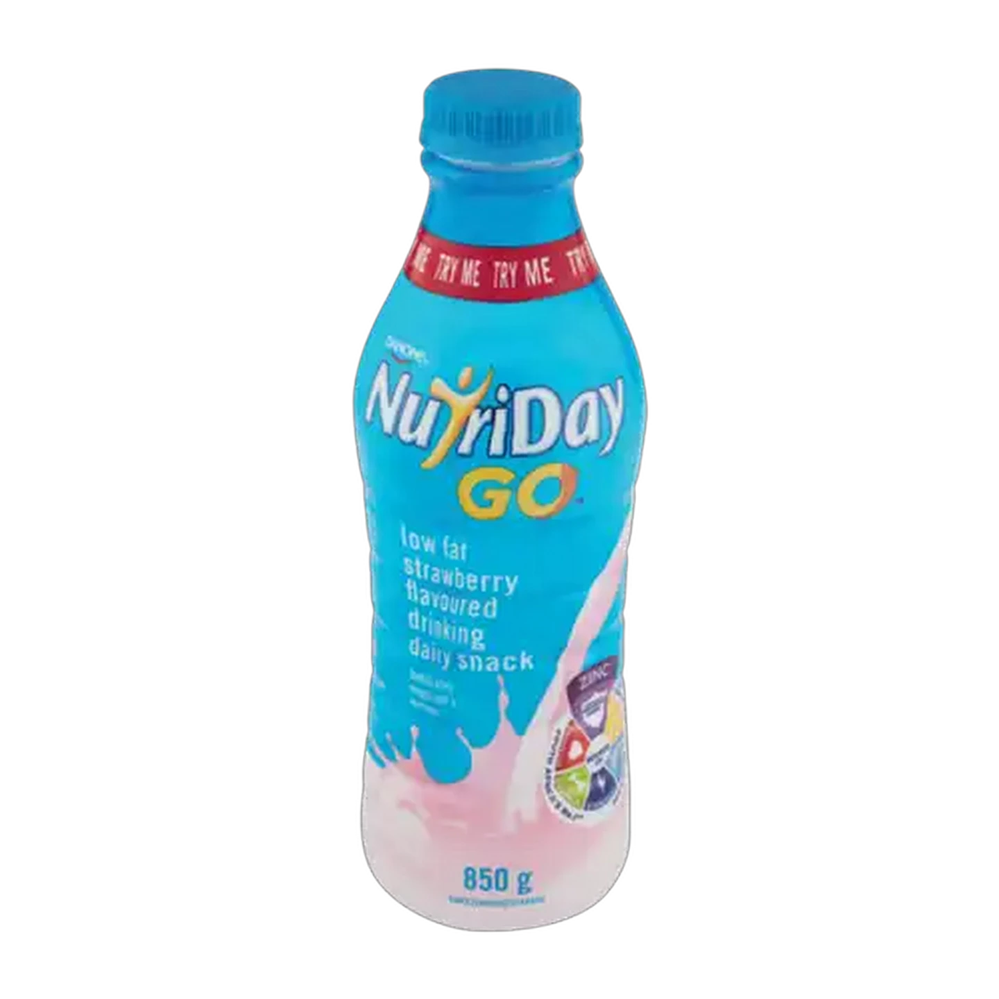 Image of Danone NutriDay Go Strawberry Flavoured Low Fat Drinking Dairy Snack 850g