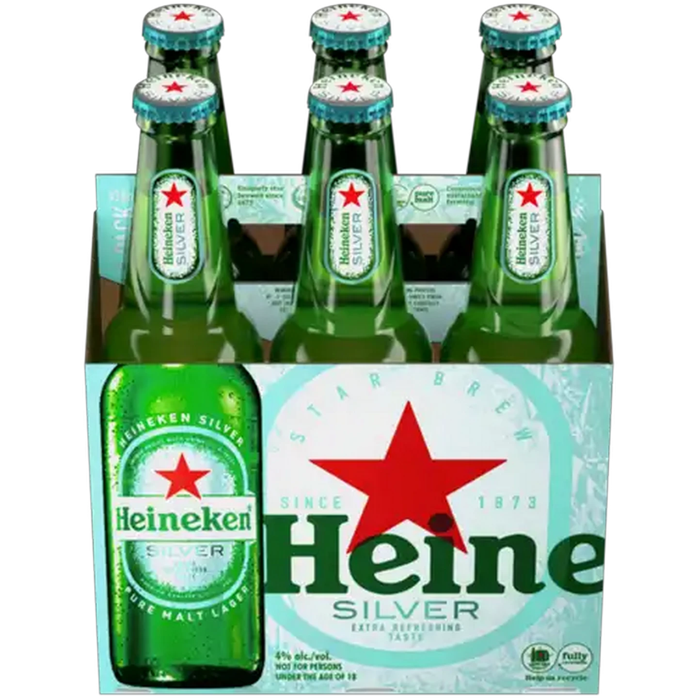 Image of Heineken Silver Beer Bottles 6 x 330ml