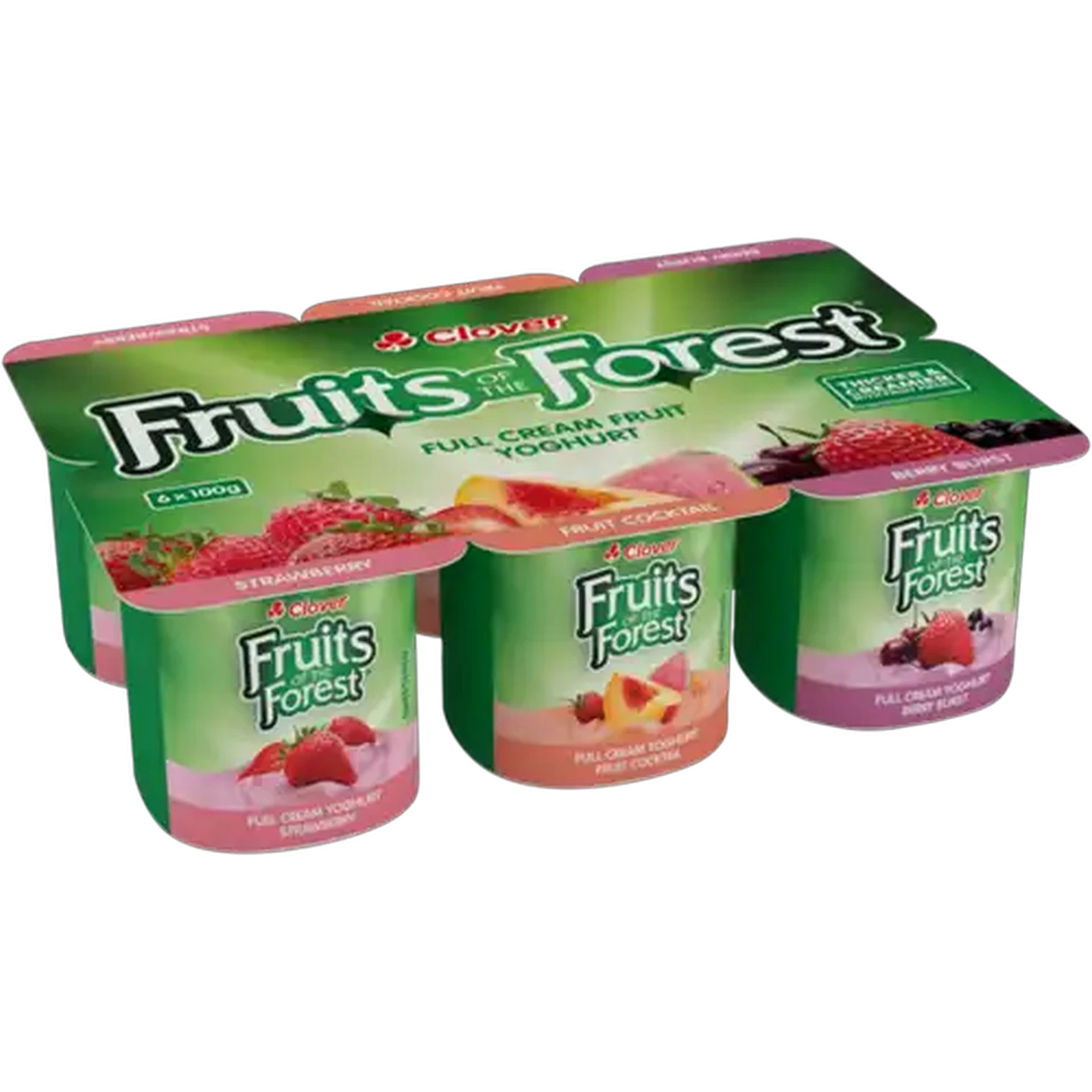 Image of Clover Fruits of the Forest Assorted Full Cream Fruit Yoghurt 6 x 100g