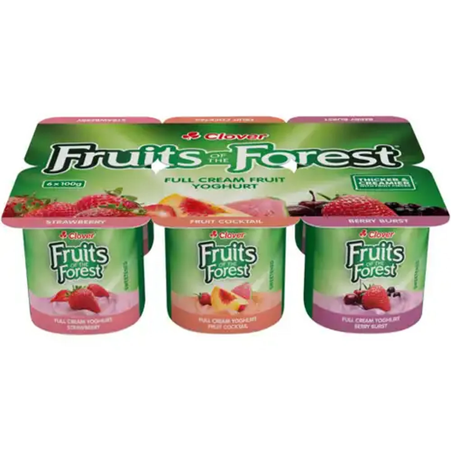 Image of Clover Fruits of the Forest Assorted Full Cream Fruit Yoghurt 6 x 100g