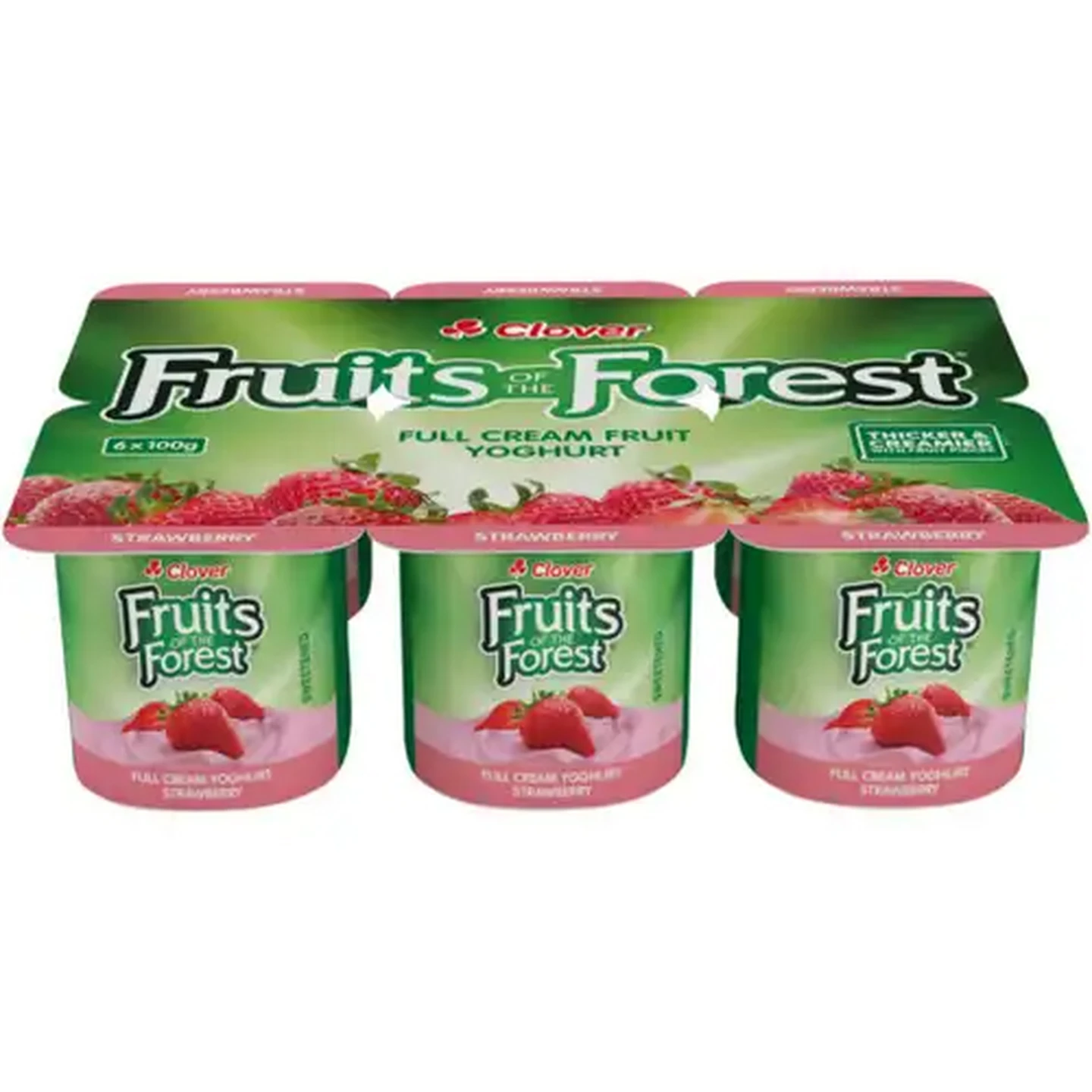 Image of Clover Fruits of the Forest Strawberry Full Cream Yoghurt 6 x 100g