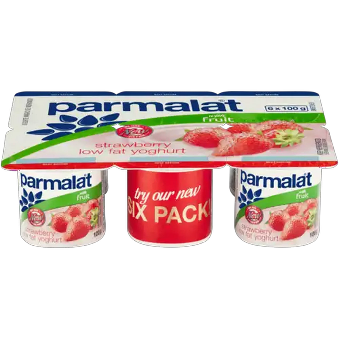 Image of Parmalat Strawberry Low Fat Yoghurt with Fruit 6 x 100g