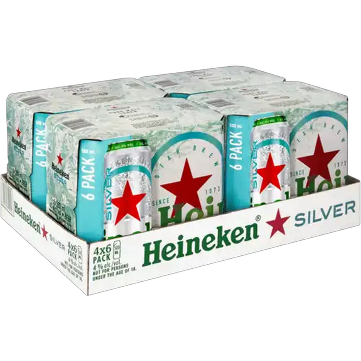 Image of Heineken Silver Pure Malt Lager Beer Cans 24 x 500ml