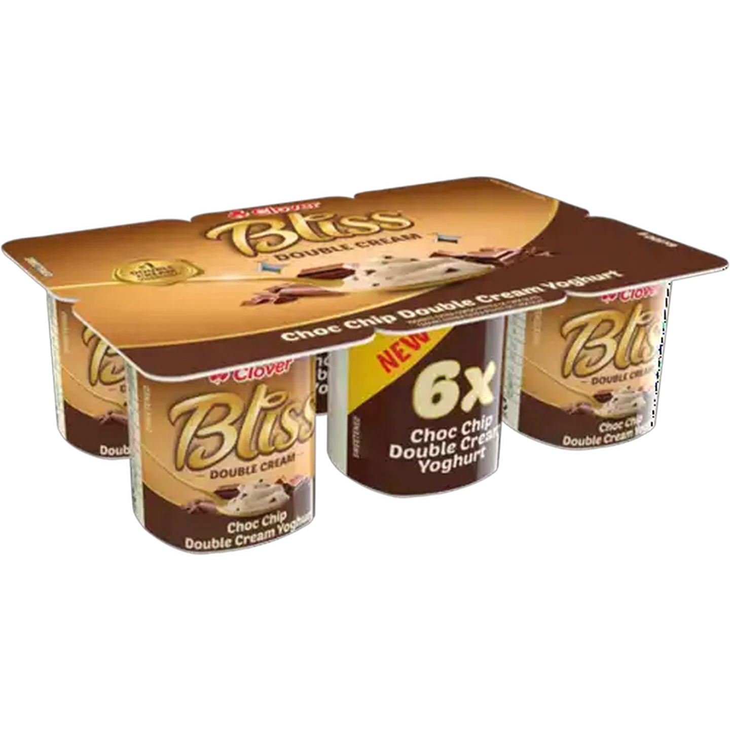 Image of Clover Bliss Choc Chip Double Cream Yoghurt 6 x 100g