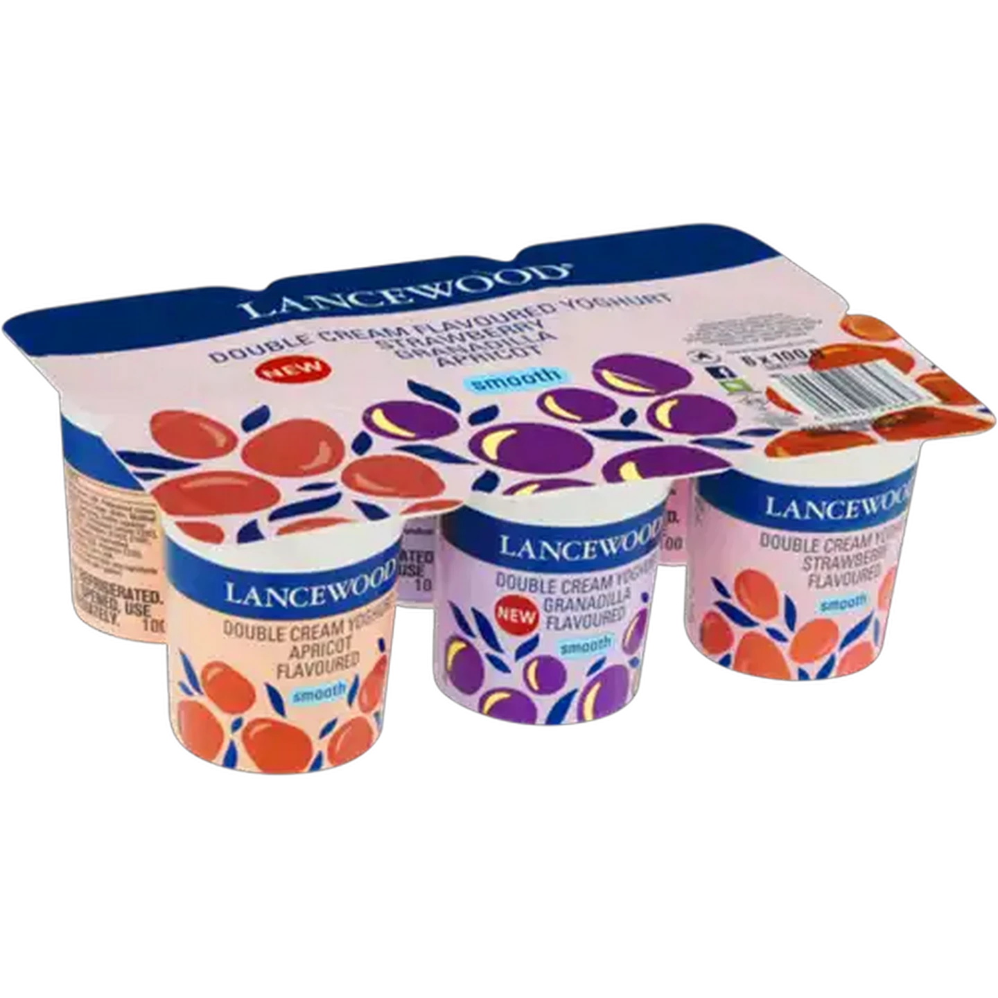 Image of LANCEWOOD Assorted Smooth Double Cream Flavoured Yoghurt 6 x 100g