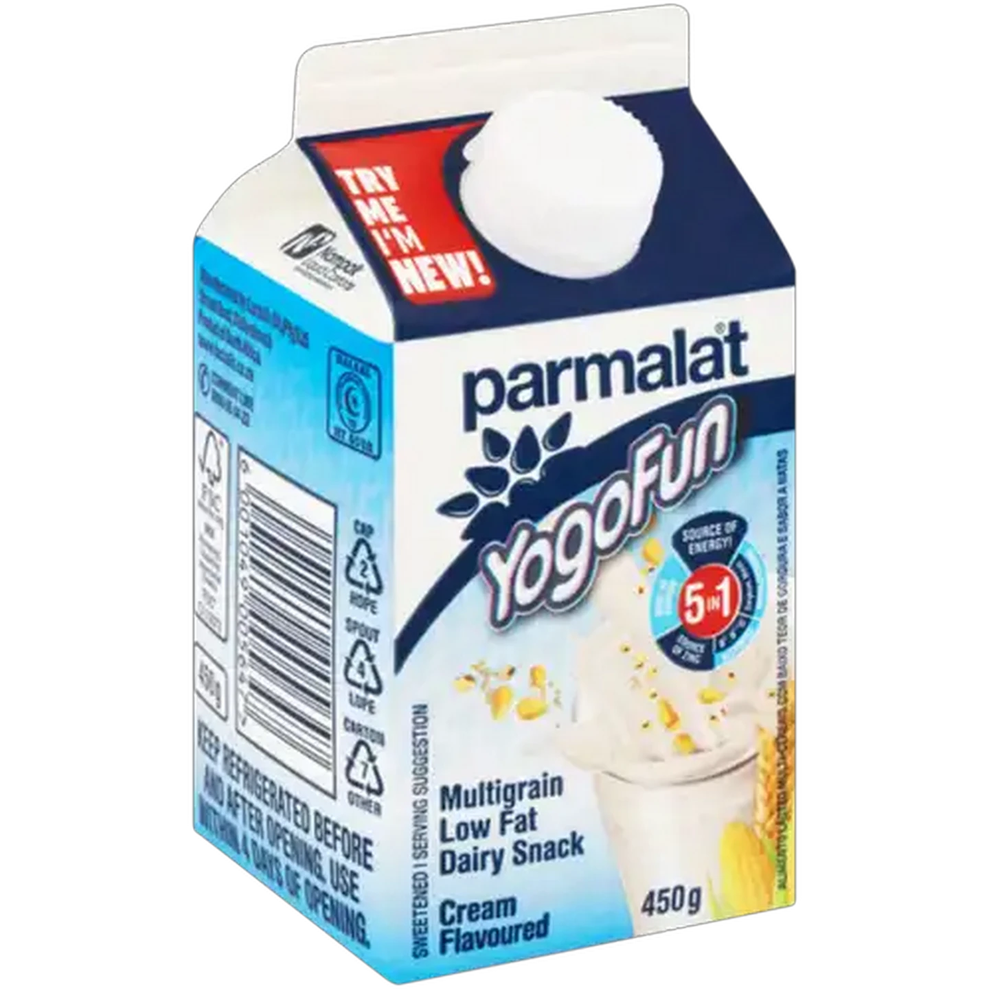 Image of Parmalat YogoFun Cream Flavoured Multigrain Low Fat Dairy Snack 450g