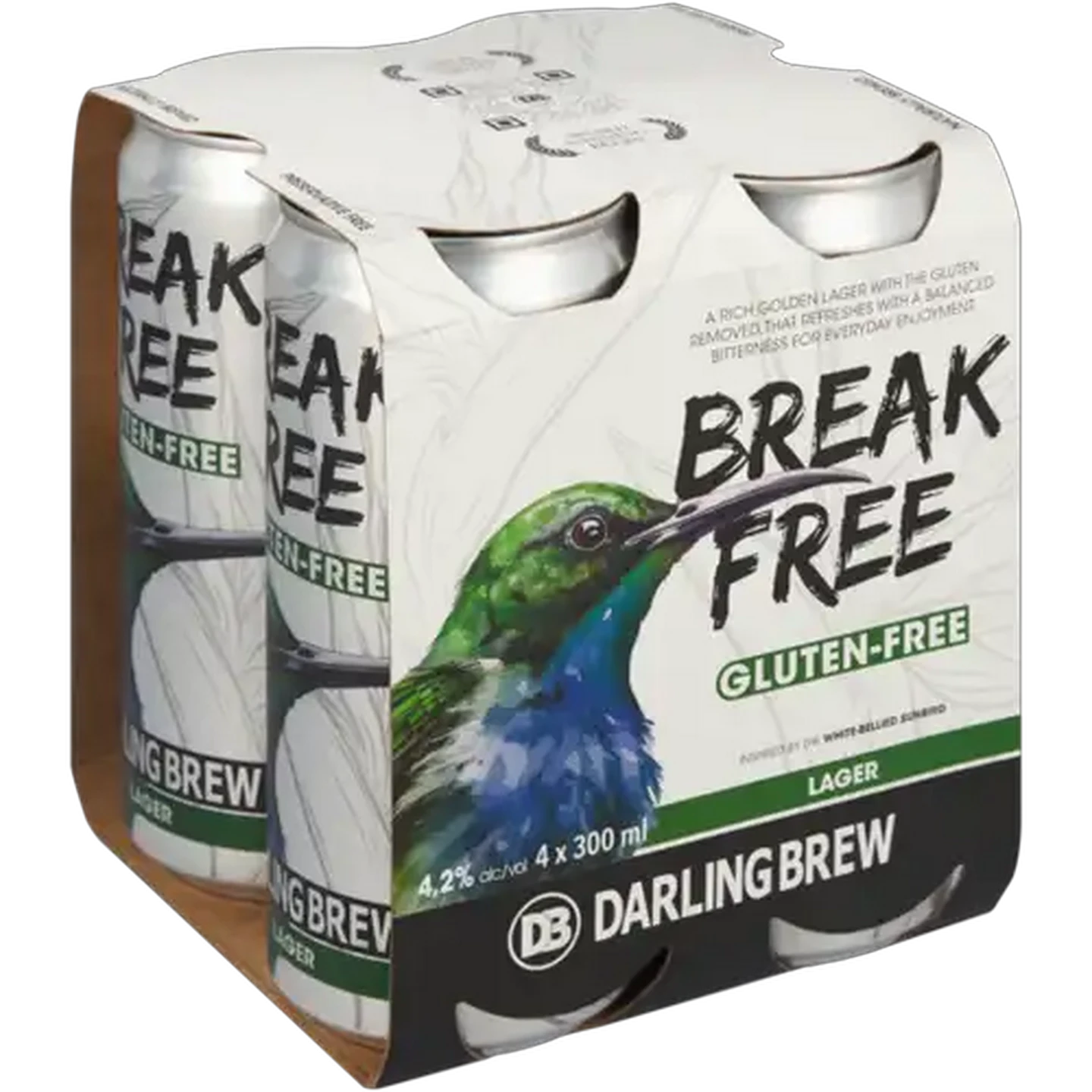 Image of Darling Brew Gluten-Free Break Free Lager Beer Cans 4 x 300ml