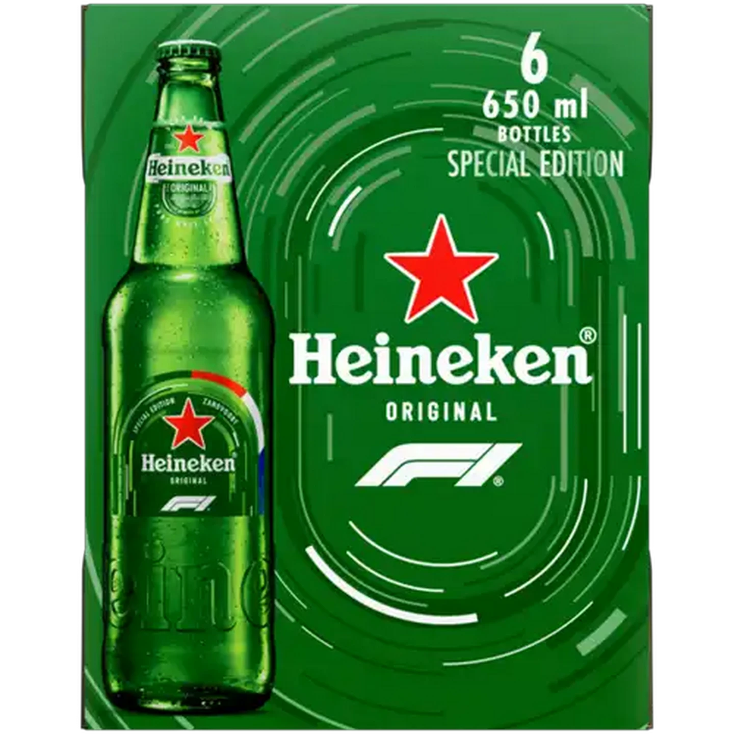 Image of Heineken Original F1 Special Edition Pure Malt Lager Beer Bottles 6 x 650ml