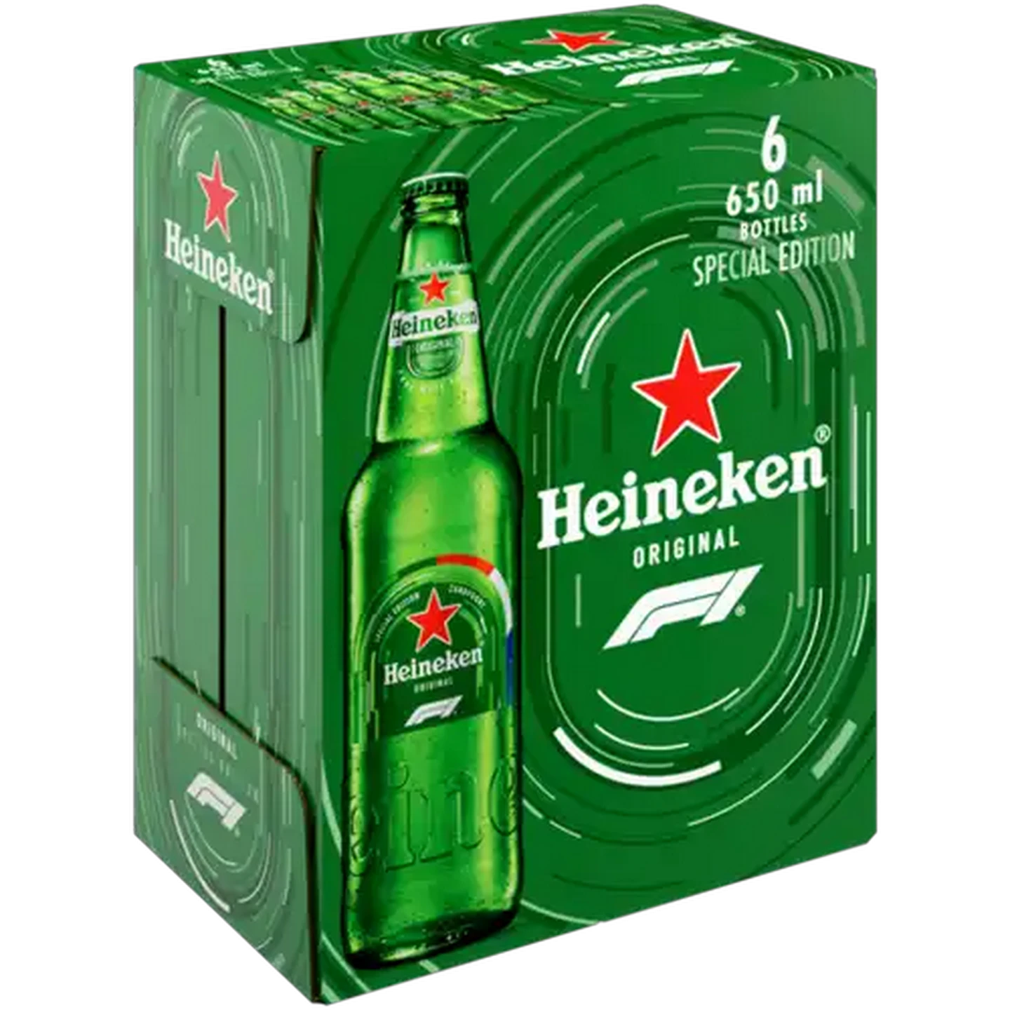 Image of Heineken Original F1 Special Edition Pure Malt Lager Beer Bottles 6 x 650ml