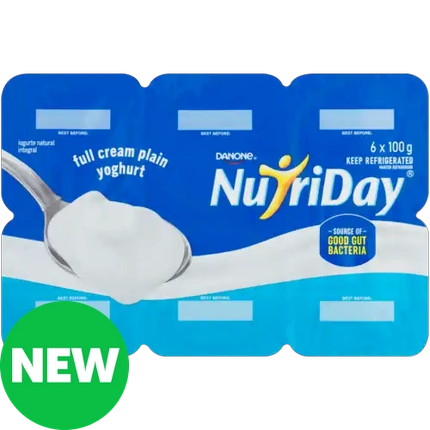 Image of Danone NutriDay Plain Full Cream Yoghurt 6 x 100g