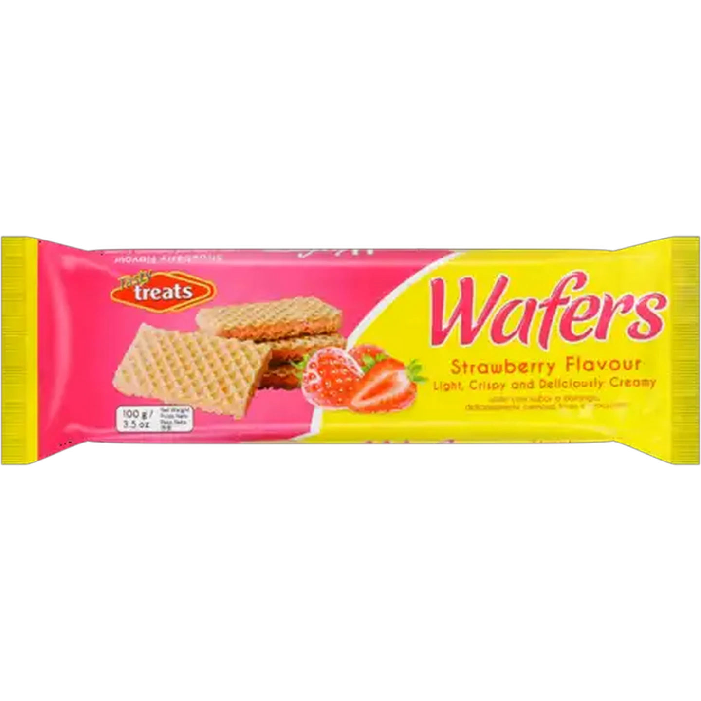 Image of Tasty Treats Strawberry Flavour Wafers 100g