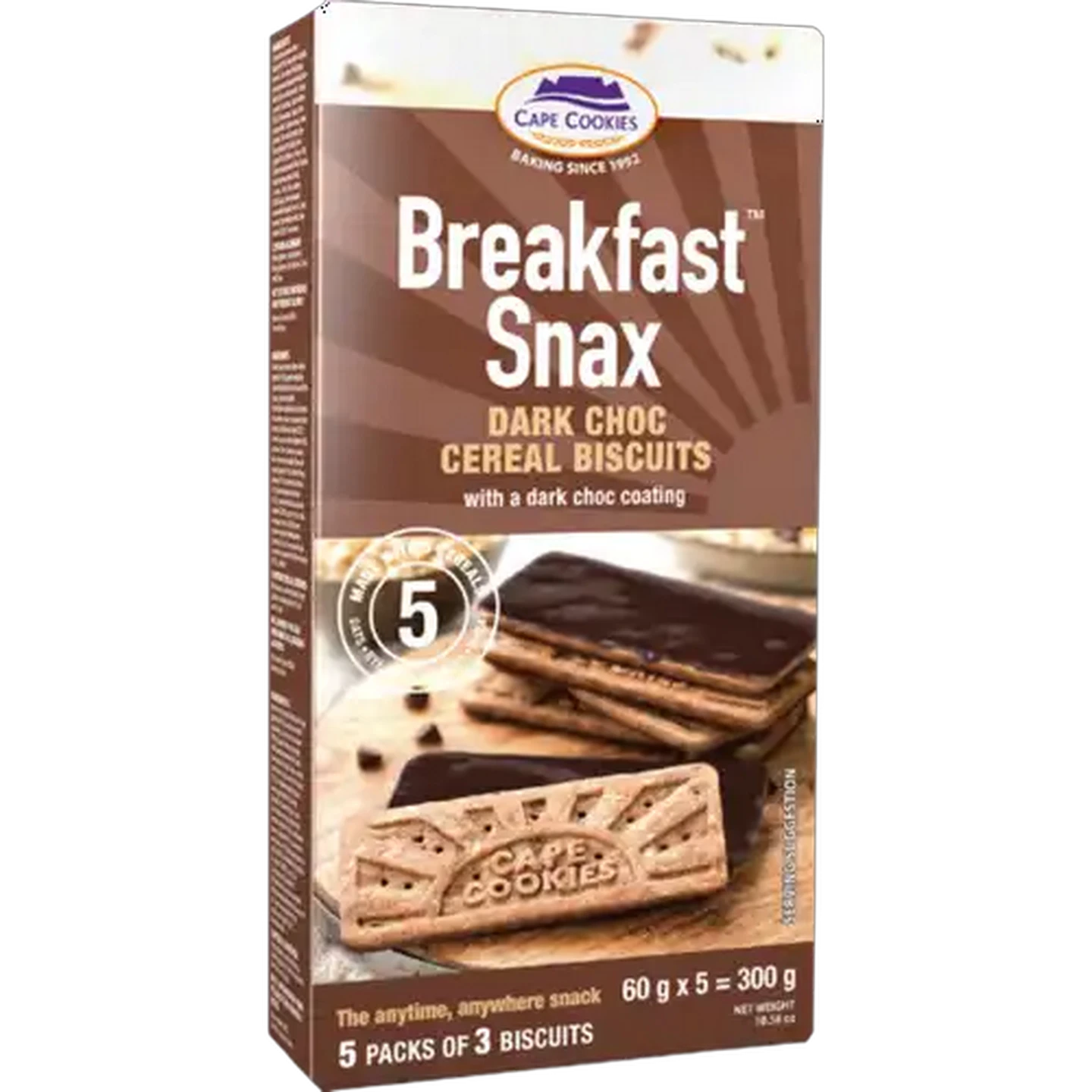 Image of Cape Cookies Breakfast Snax Dark Chocolate Cereal Biscuits 300g