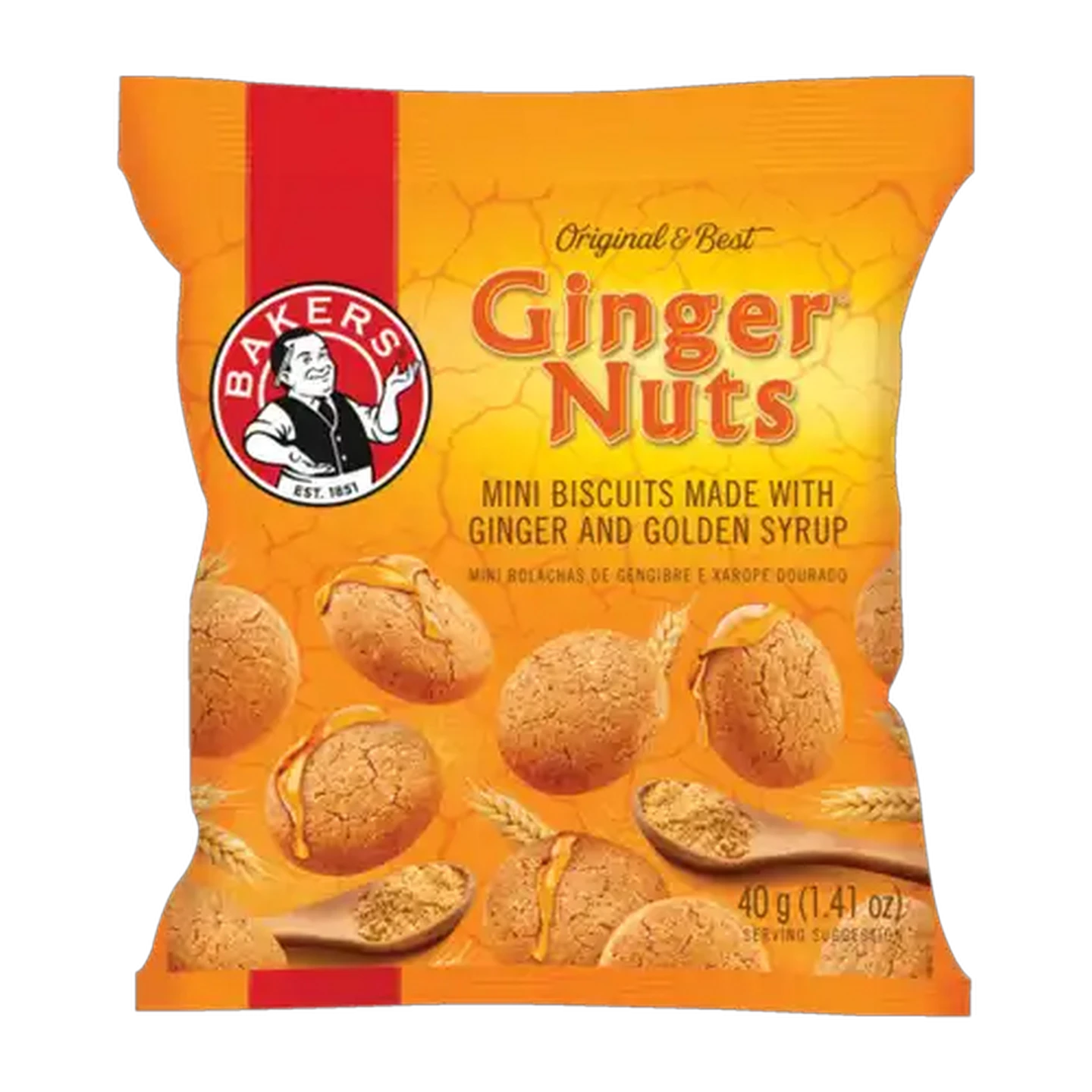 Image of Bakers Ginger Nuts Mini Ginger & Golden Syrup Flavoured Biscuits 40g