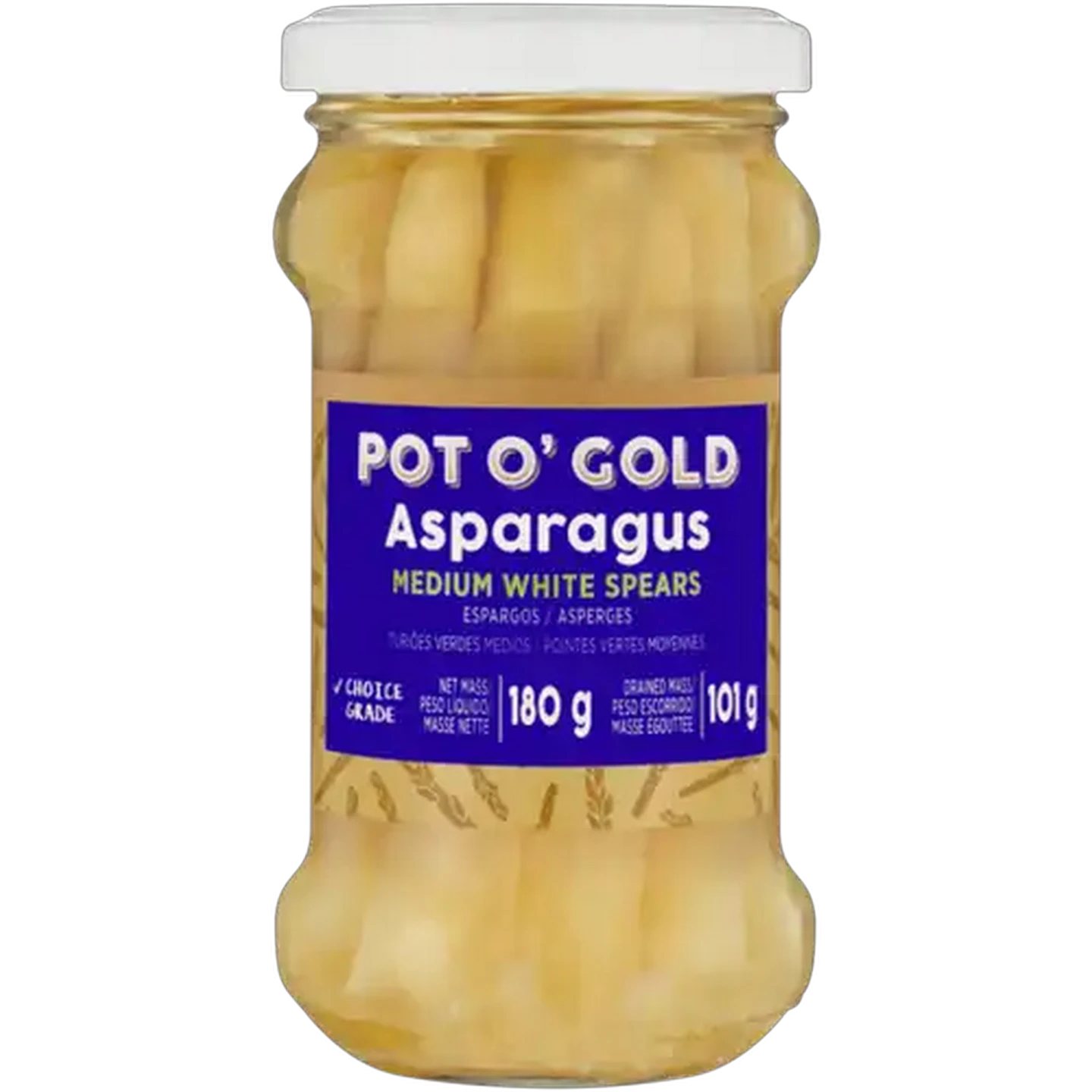 Image of Pot O' Gold Medium White Asparagus Spears 180g