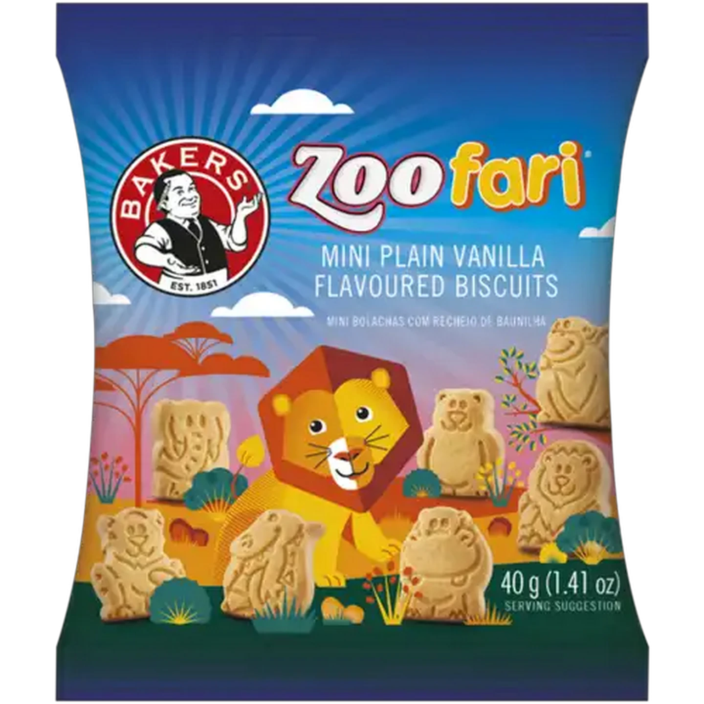 Image of Bakers Zoofari Mini Plain Vanilla Flavoured Biscuits 40g