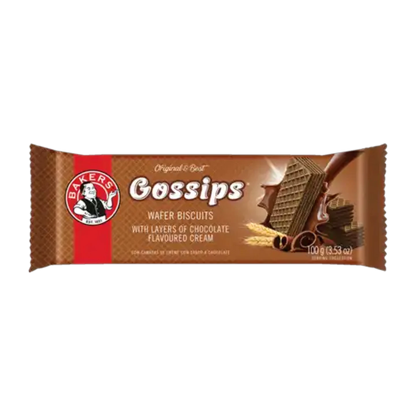 Image of Bakers Gossips Chocolate Flavoured Wafer Biscuits 100g