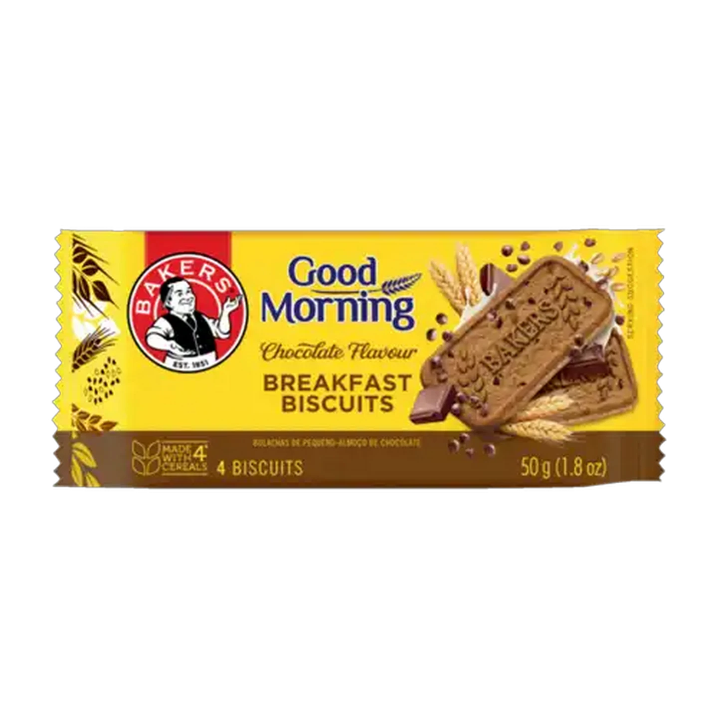 Image of Bakers Good Morning Chocolate Flavoured Breakfast Biscuits 50g
