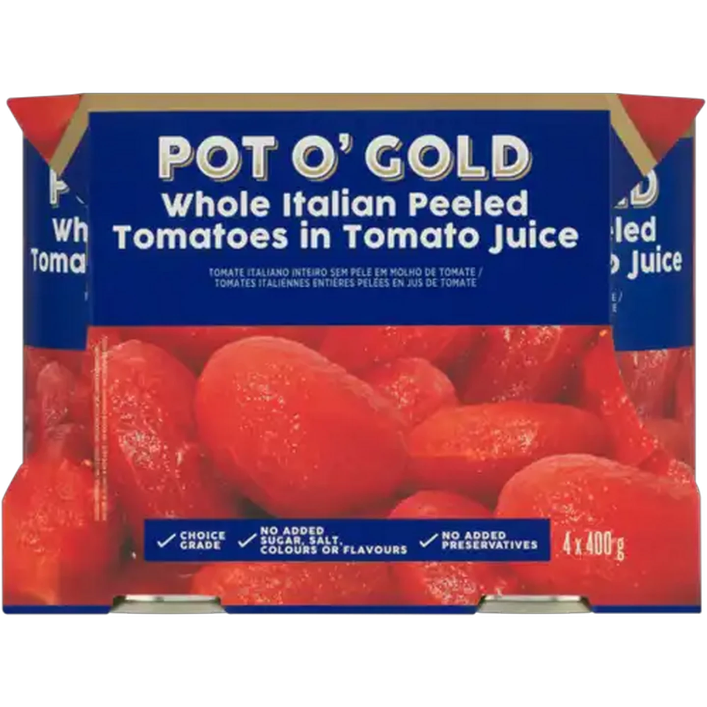 Image of Pot O' Gold Whole Italian Peeled Tomatoes in Tomato Juice 4 x 400g