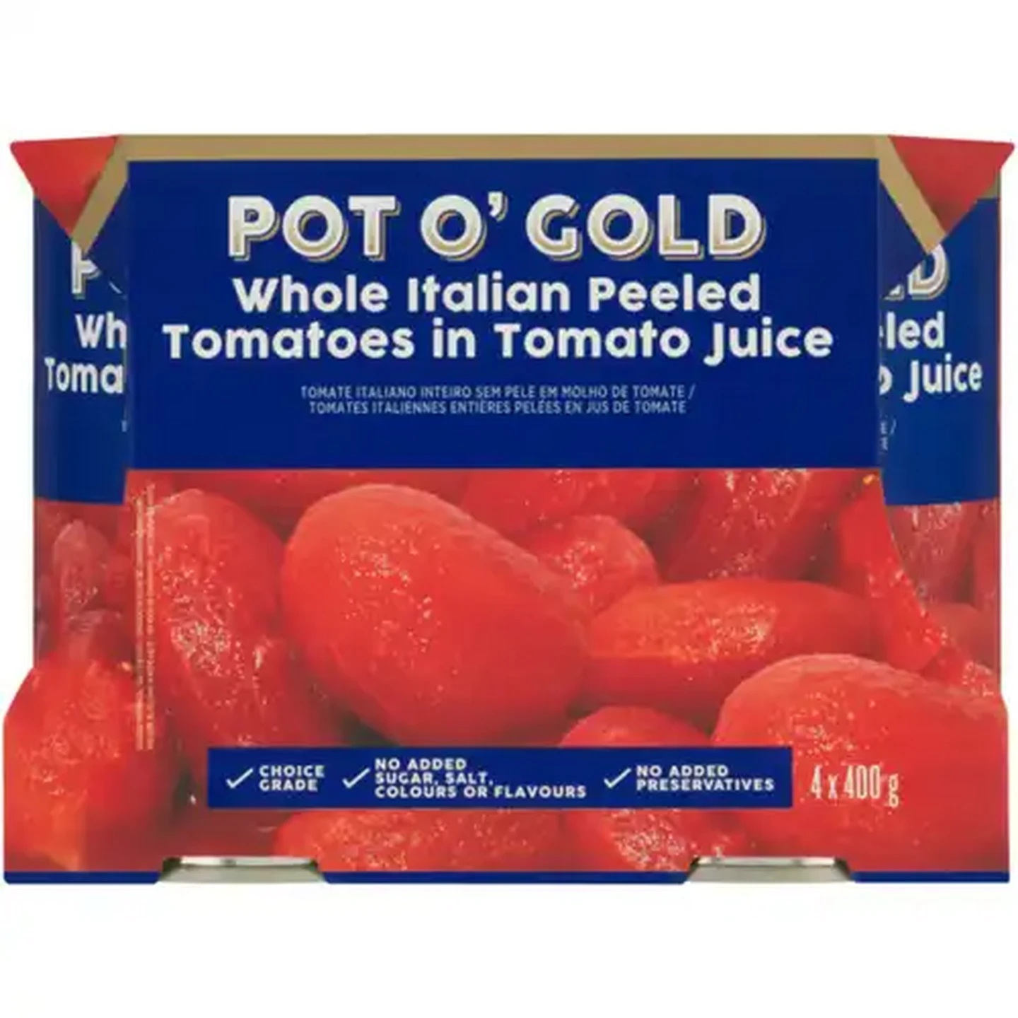 Image of Pot O' Gold Whole Italian Peeled Tomatoes in Tomato Juice 4 x 400g