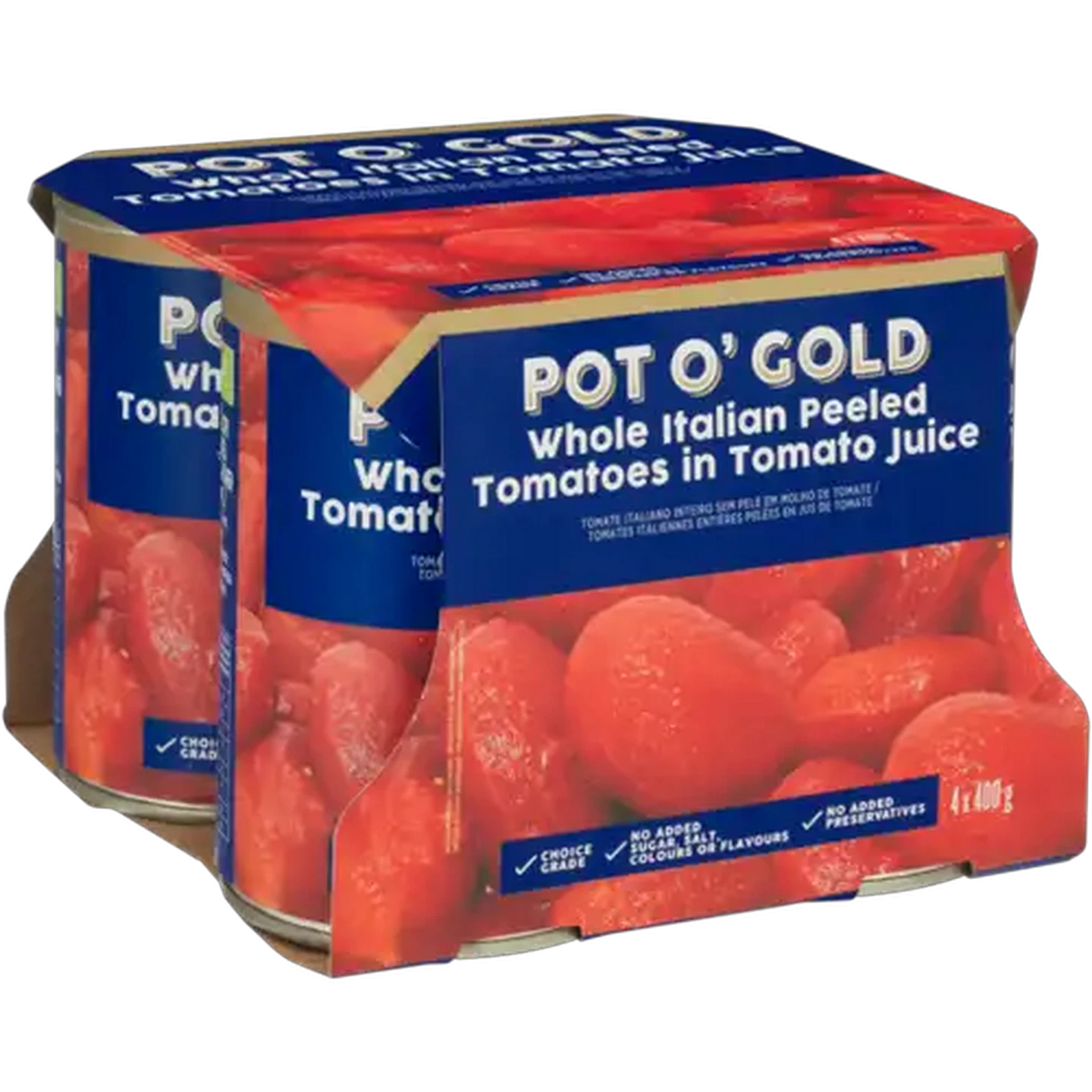 Image of Pot O' Gold Whole Italian Peeled Tomatoes in Tomato Juice 4 x 400g